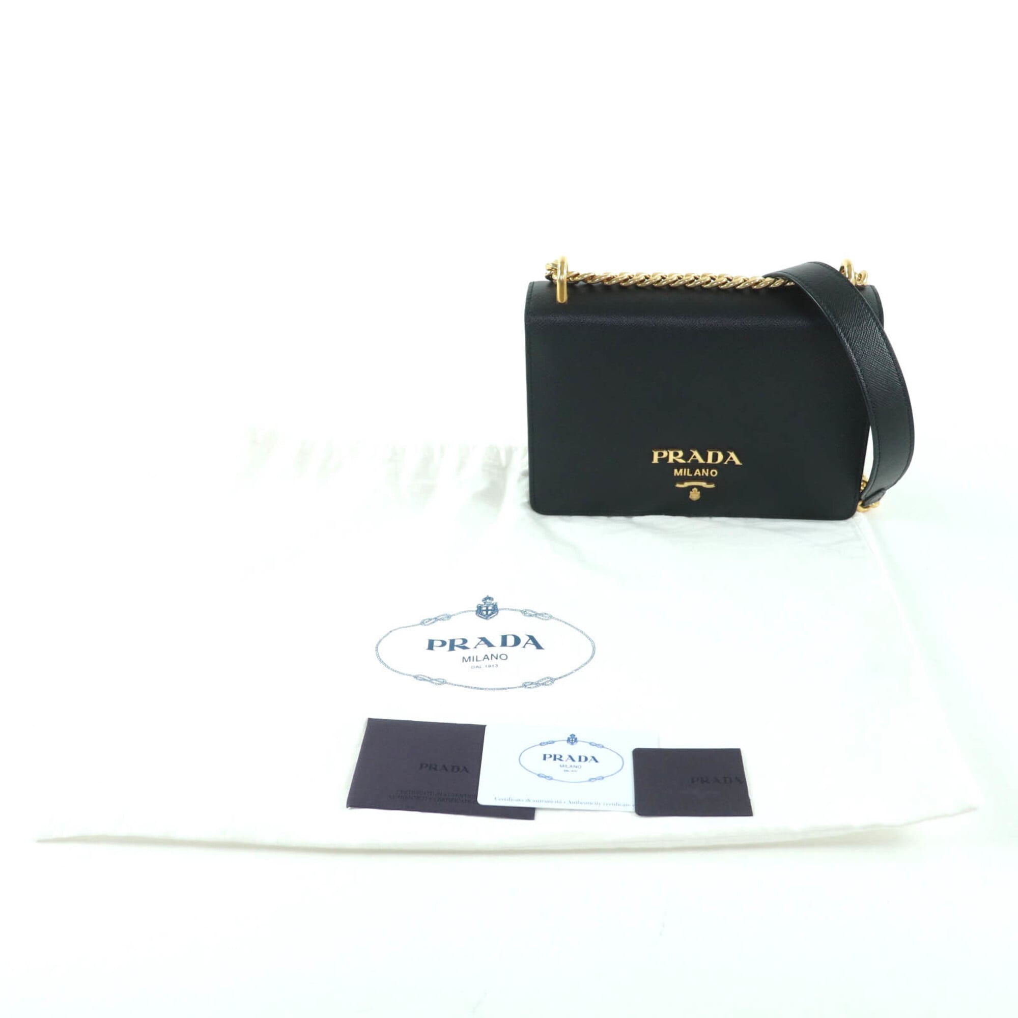 Prada Black Saffiano Triangle Leather Shoulder Bag (Pre-Owned)