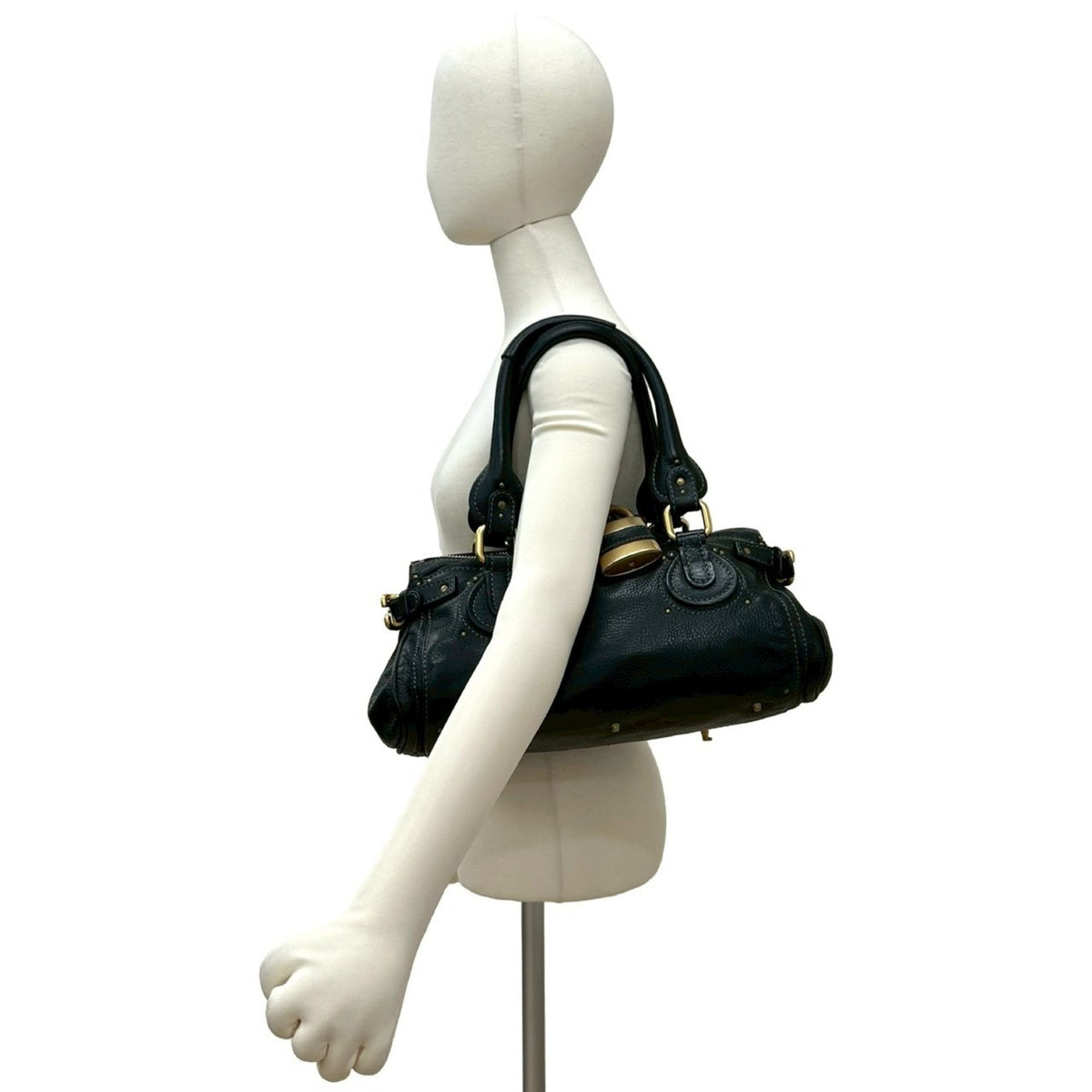Chloé Black Leather Boston Bag Handbag Shoulder Bag (Pre-Owned)