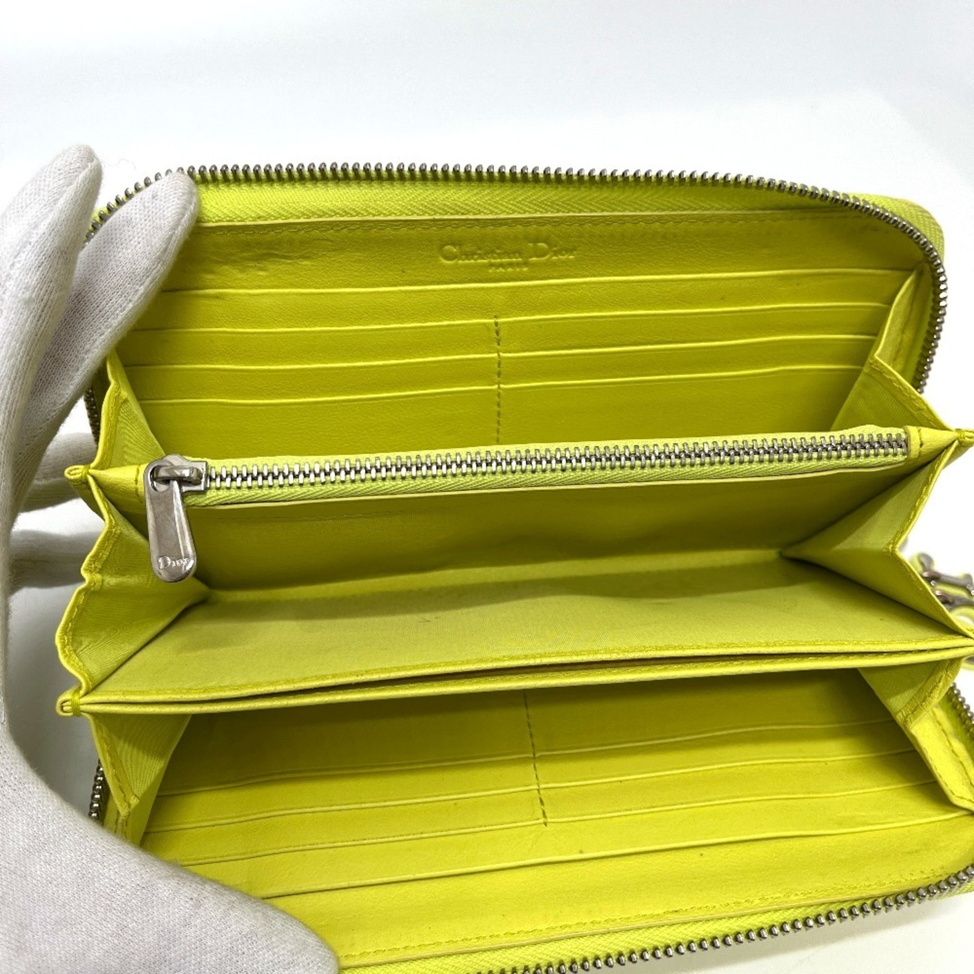 Christian Dior Yellow Leather Long Wallet (Bi-Fold) (Pre-Owned)