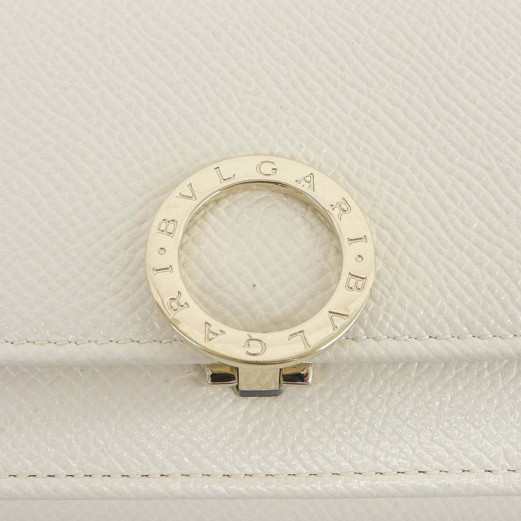 Bvlgari Light Beige Purple Leather Wallet (Tri-Fold) (Pre-Owned)