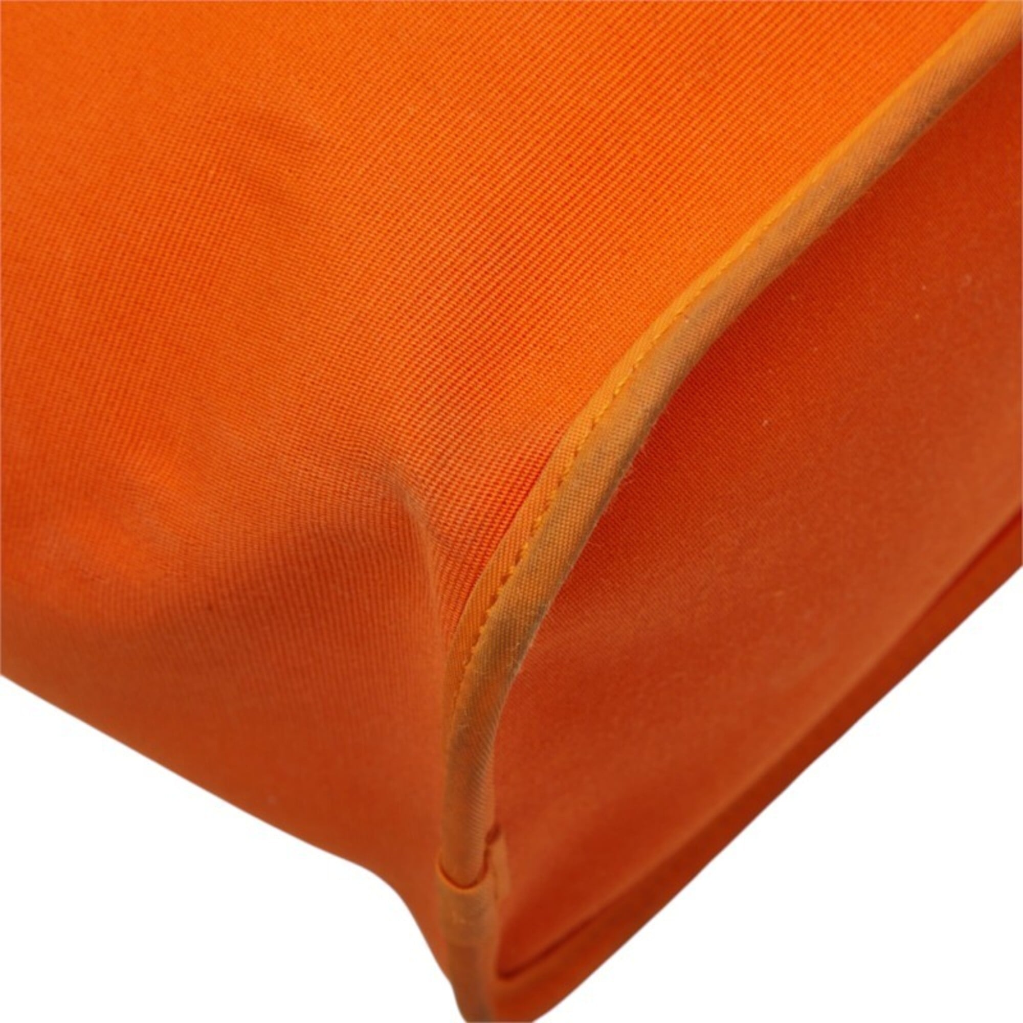 Hermes Orange Toile Officier Leather Handbag Tote Bag (Pre-Owned)