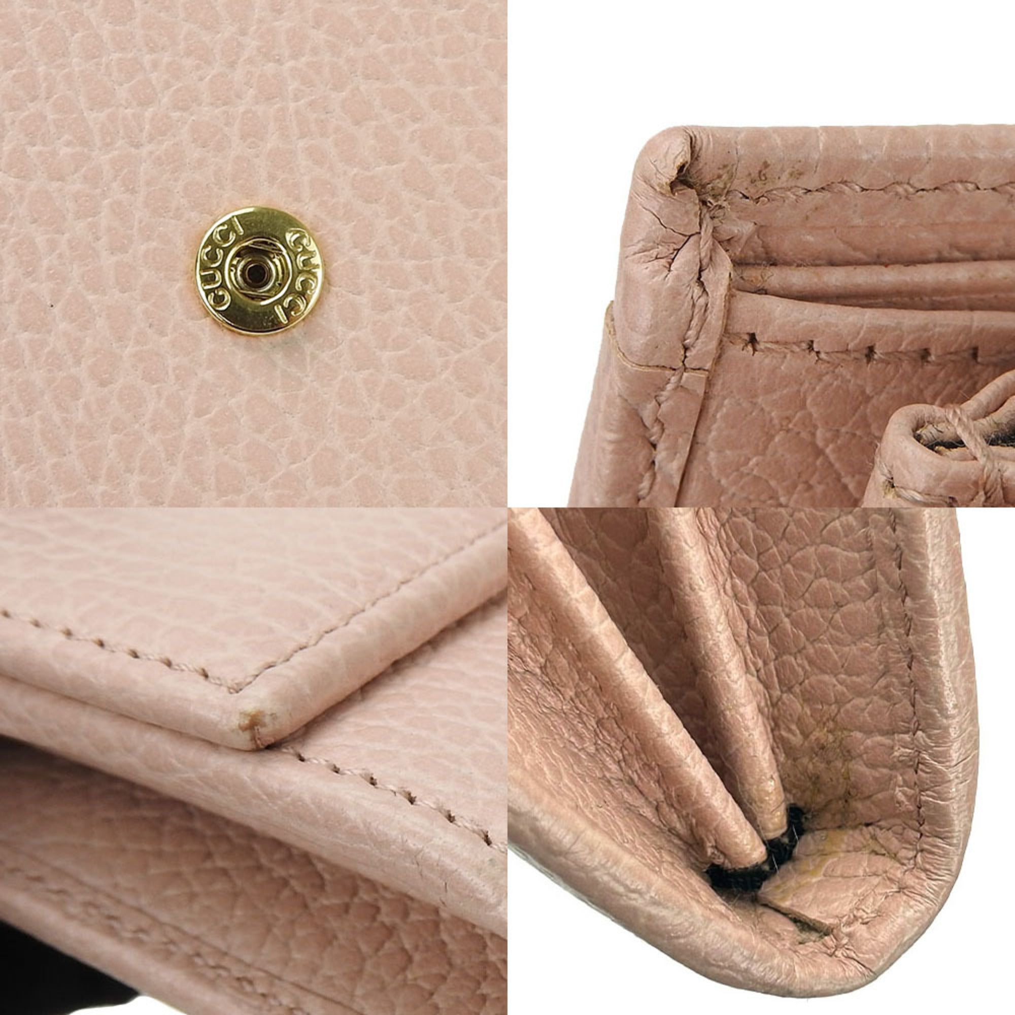 Gucci Pink Leather Long Wallet (Bi-Fold) (Pre-Owned)
