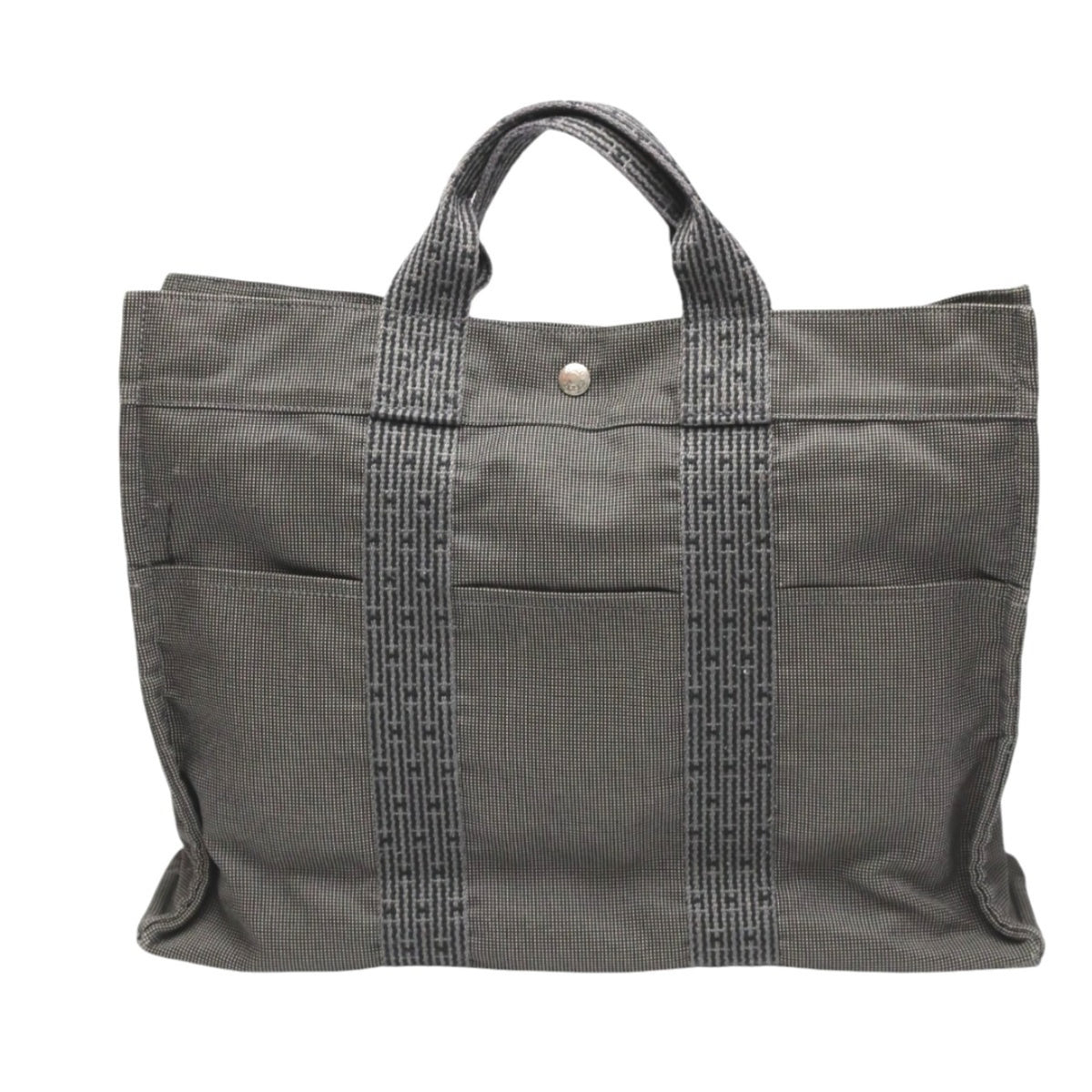 Hermes Her Line Gray Canvas Tote Bag (Pre-Owned)