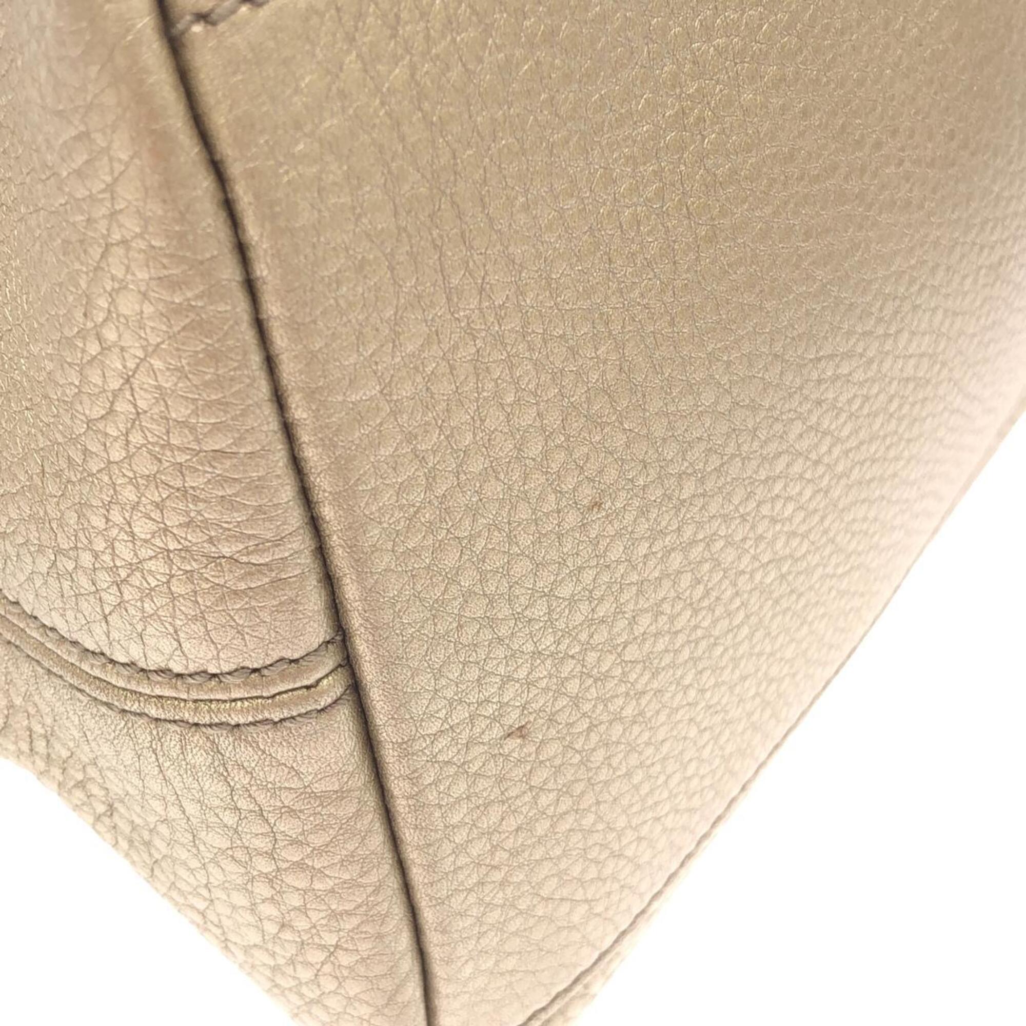 Gucci Metallic Beige Metallic Gold Leather Shoulder Bag (Pre-Owned)