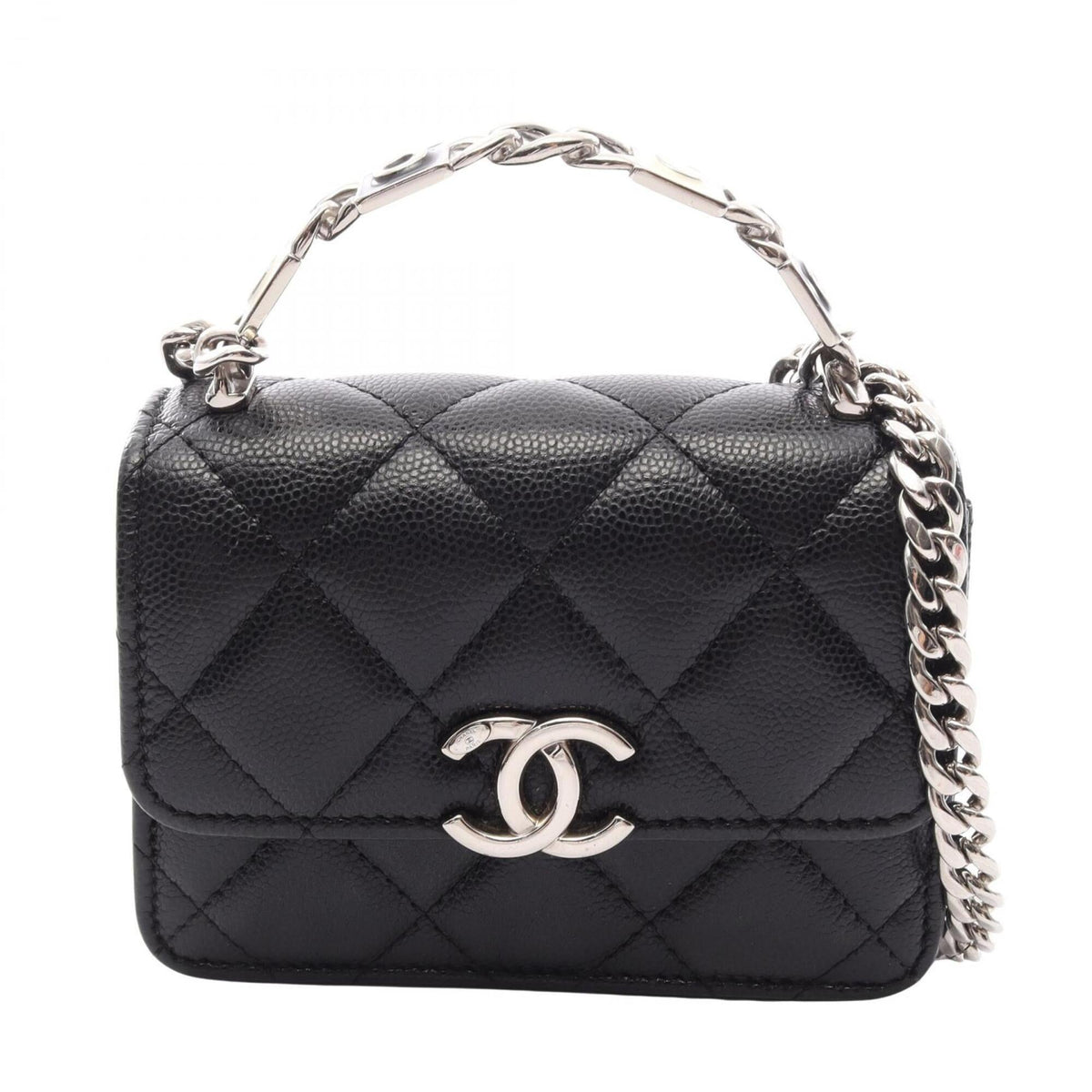 Chanel Black Grained Calfskin Handbag Shoulder Bag (Pre-Owned)