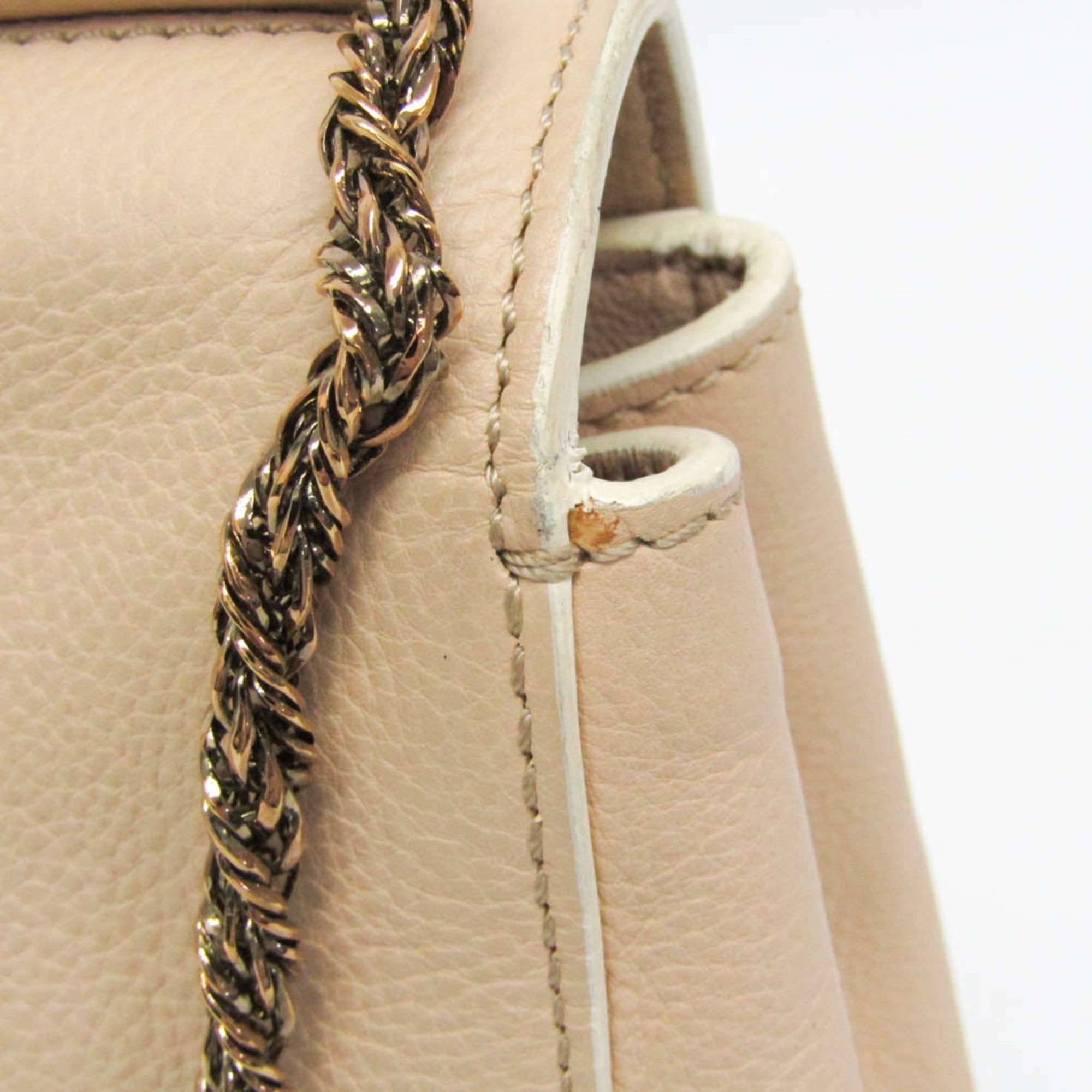 Chloe Elsie Chain Shoulder Bag Leather Beige Leather Shoulder Bag Bag (Pre-Owned)