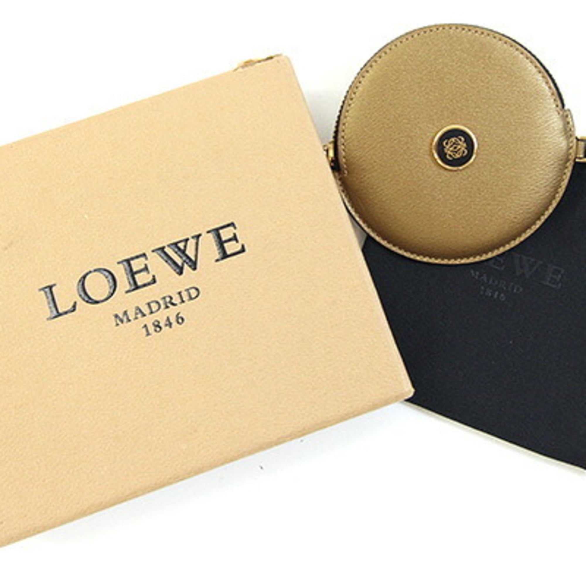 Loewe Gold Leather Coin Purse/Coin Case (Pre-Owned)
