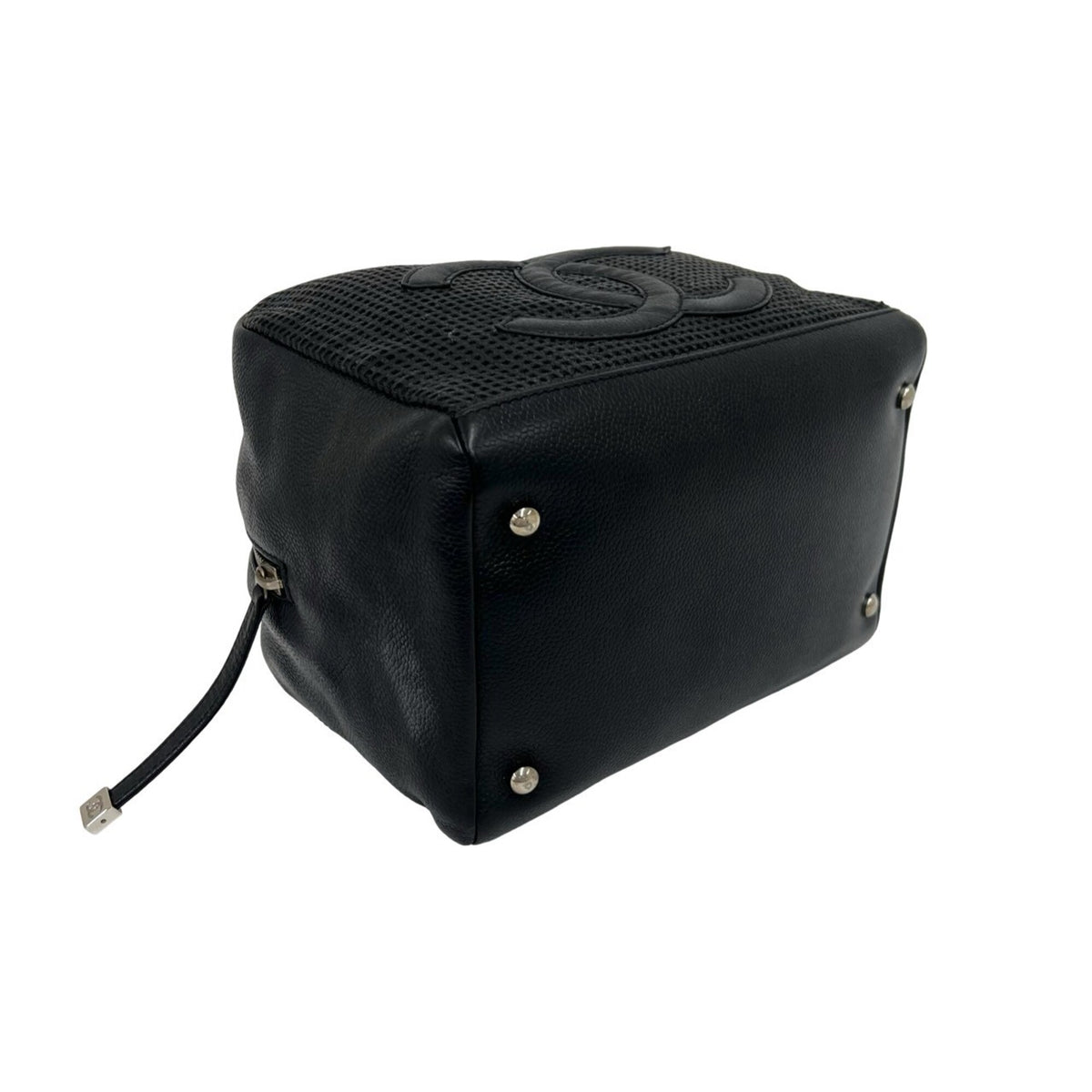 Chanel Black Leather Boston Bag Handbag Tote Bag (Pre-Owned)