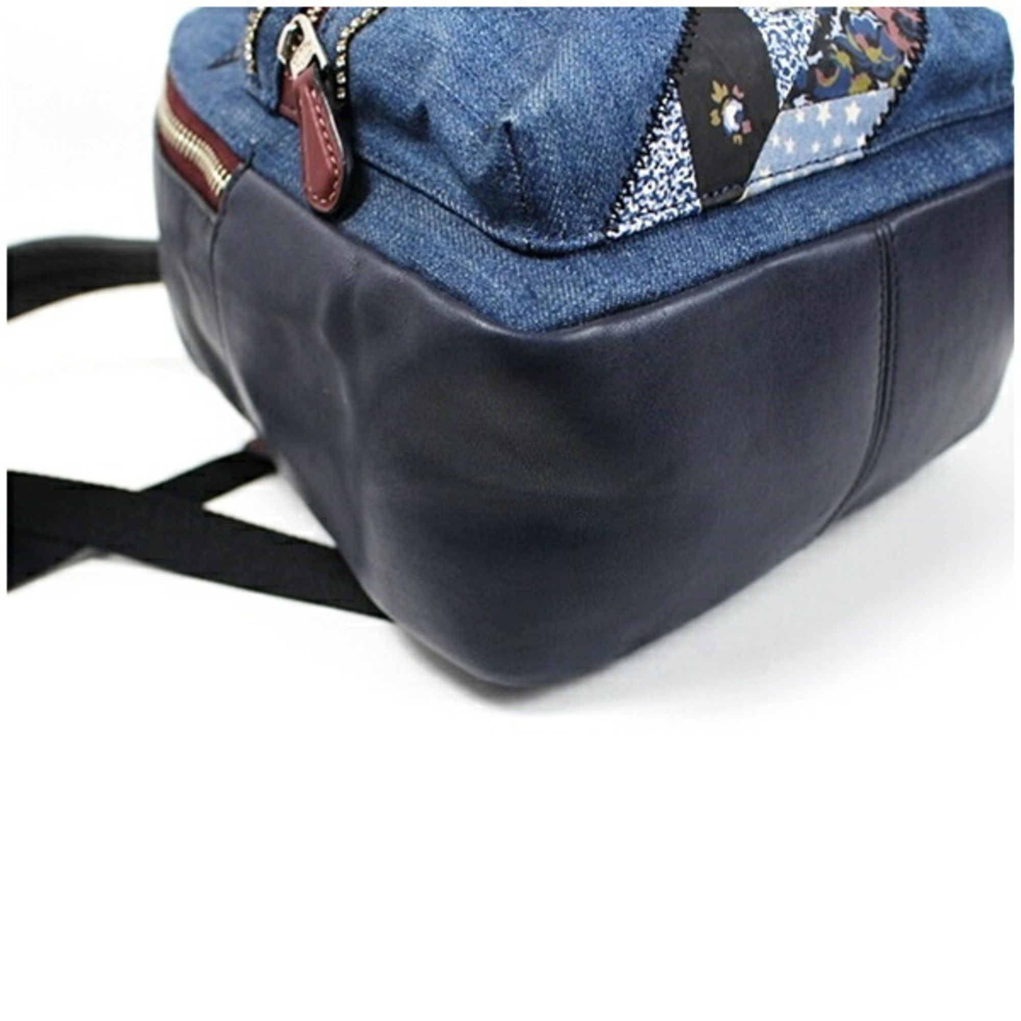 Coach Black Navy Denim Leather Backpack (Pre-Owned)