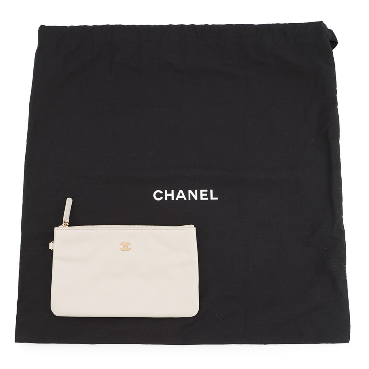 Chanel Ivory Leather Handbag Pouch (Pre-Owned)