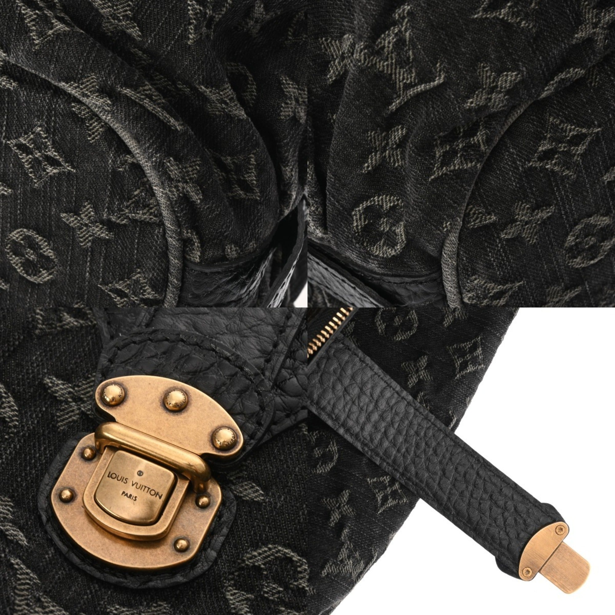 Louis Vuitton Noir Denim Handbag (Pre-Owned)