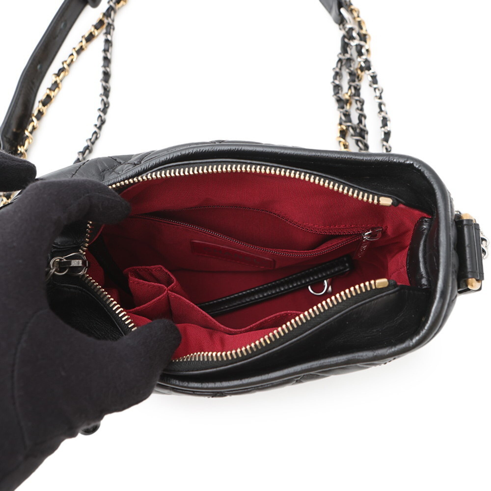 Chanel Gabriel Black Leather Handbag Shoulder Bag (Pre-Owned)