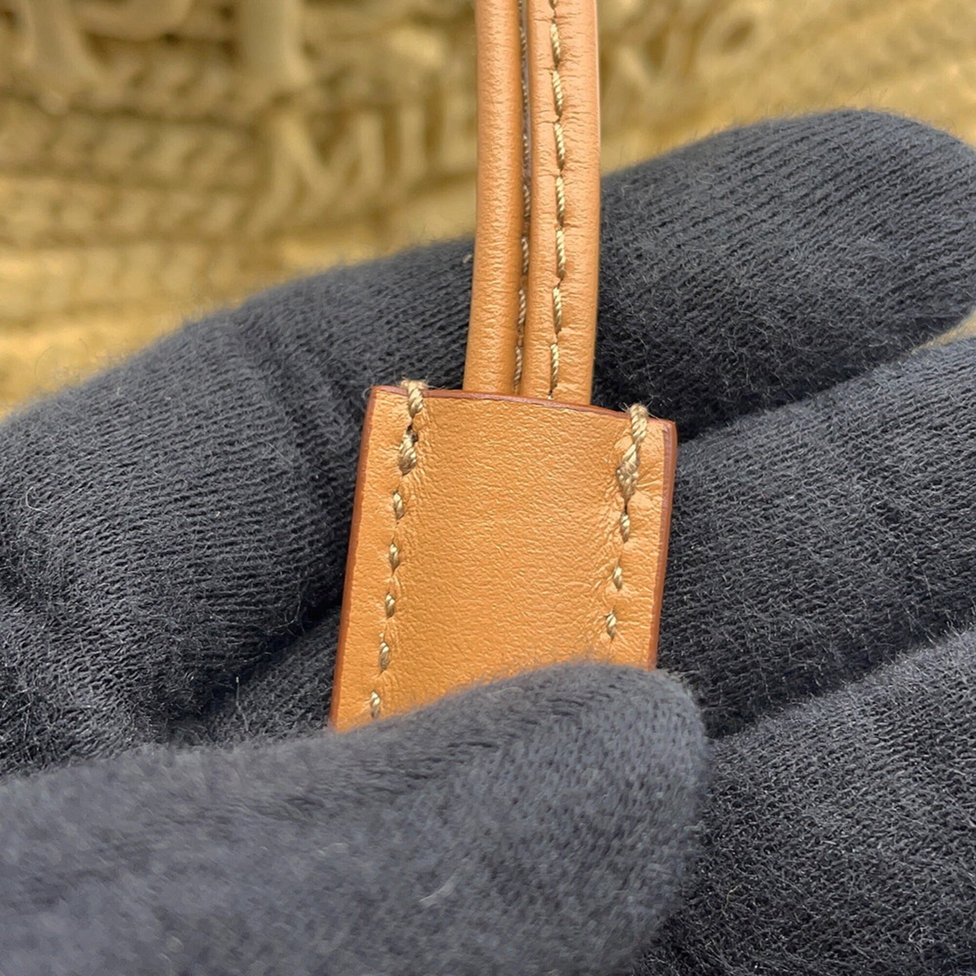 Prada Beige Light Brown Raffia Leather Handbag Shoulder Bag (Pre-Owned)
