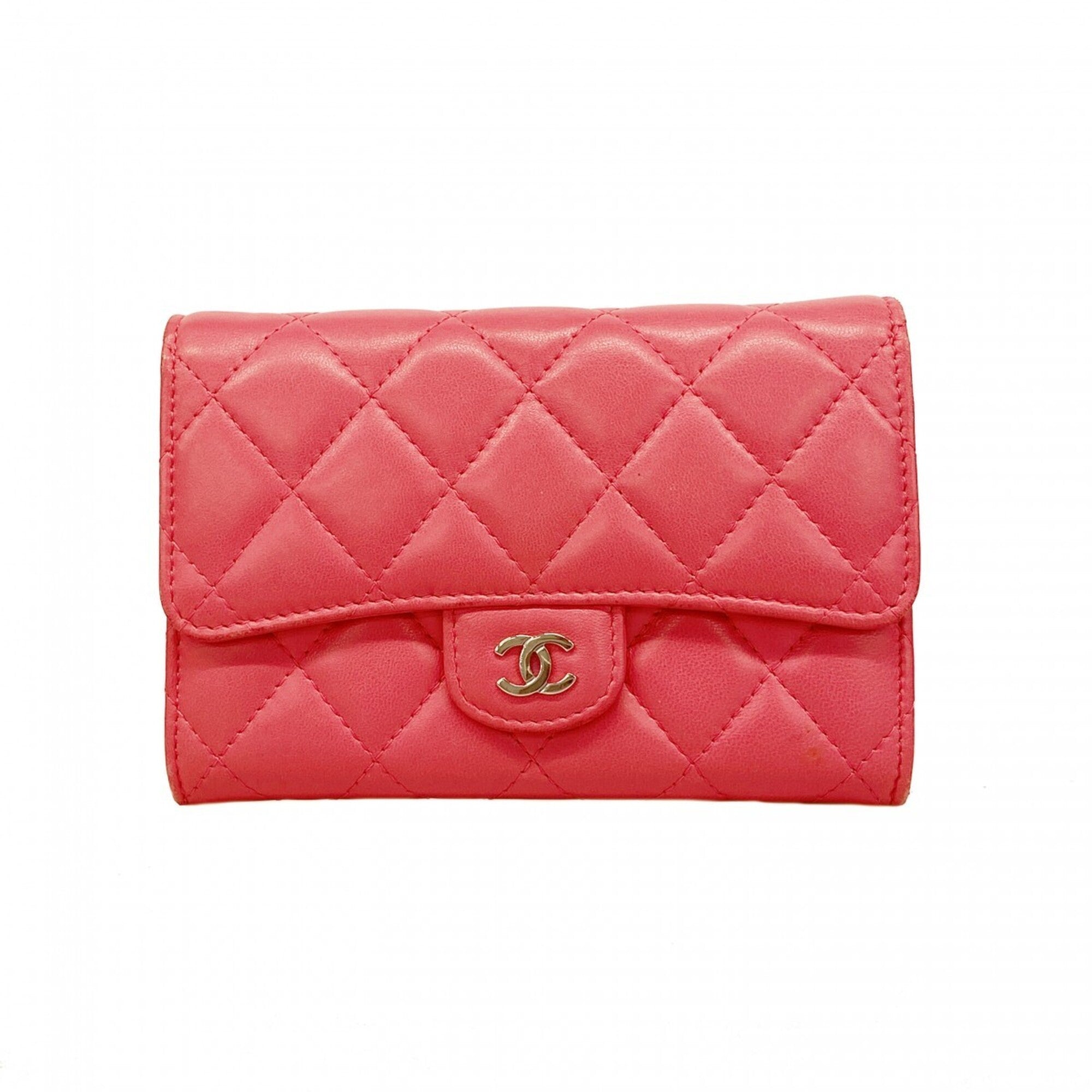Chanel Pink Leather Coin Purse/Coin Case (Pre-Owned)