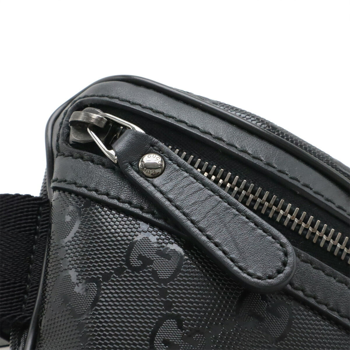 Gucci Gg Imprimé Black Coated Canvas Pvc Leather Fanny Pack Pouch Sling Bag (Pre-Owned)