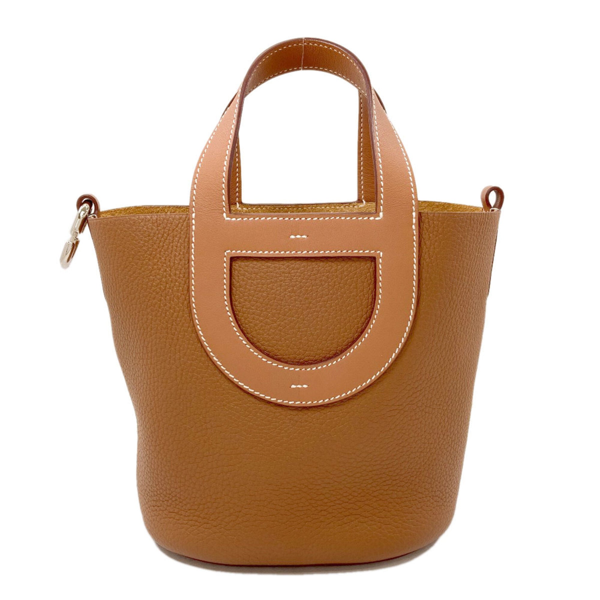 Hermes Gold Taurillon Clemence Leather Handbag (Pre-Owned)
