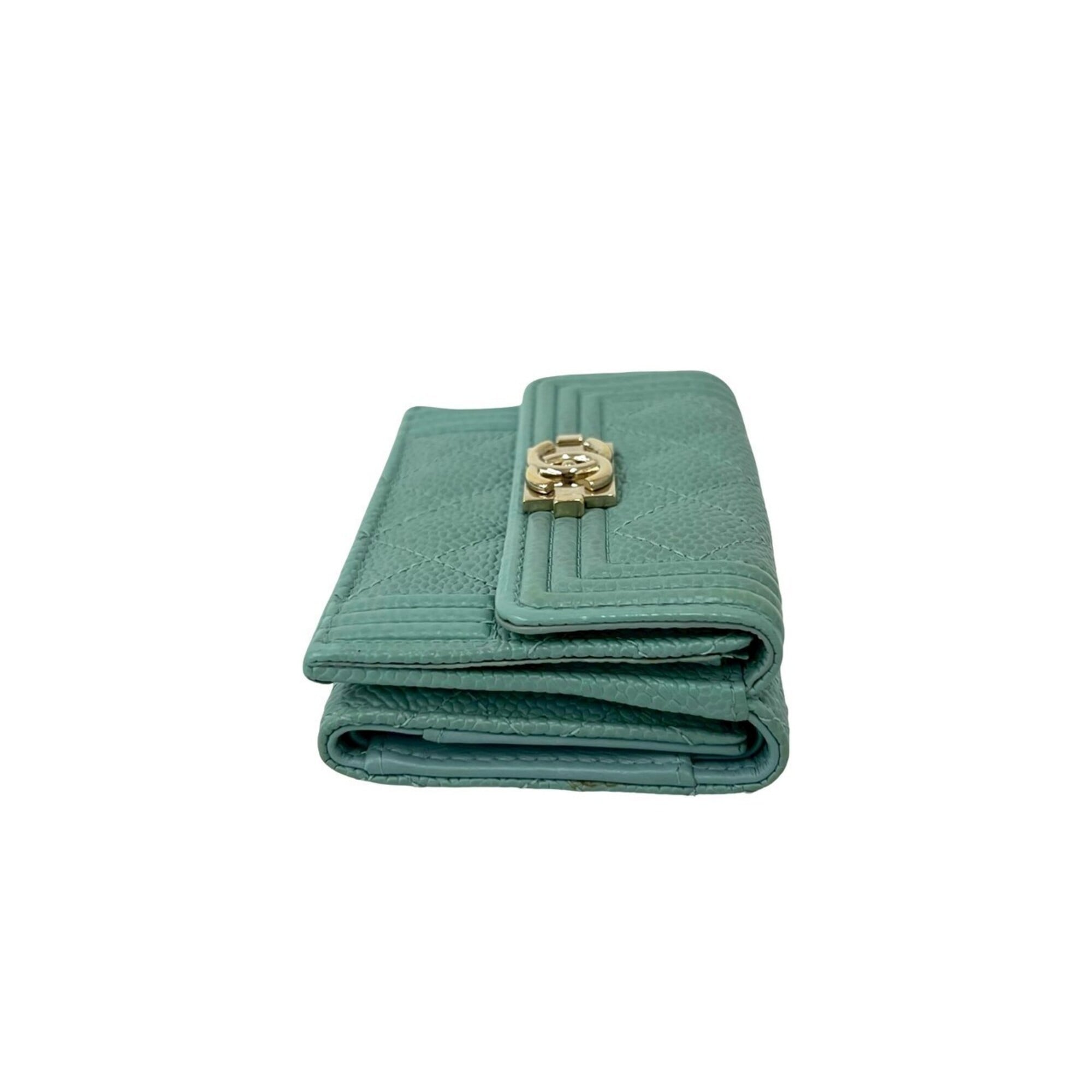 Chanel Blue Grained Calfskin Wallet (Tri-Fold) (Pre-Owned)