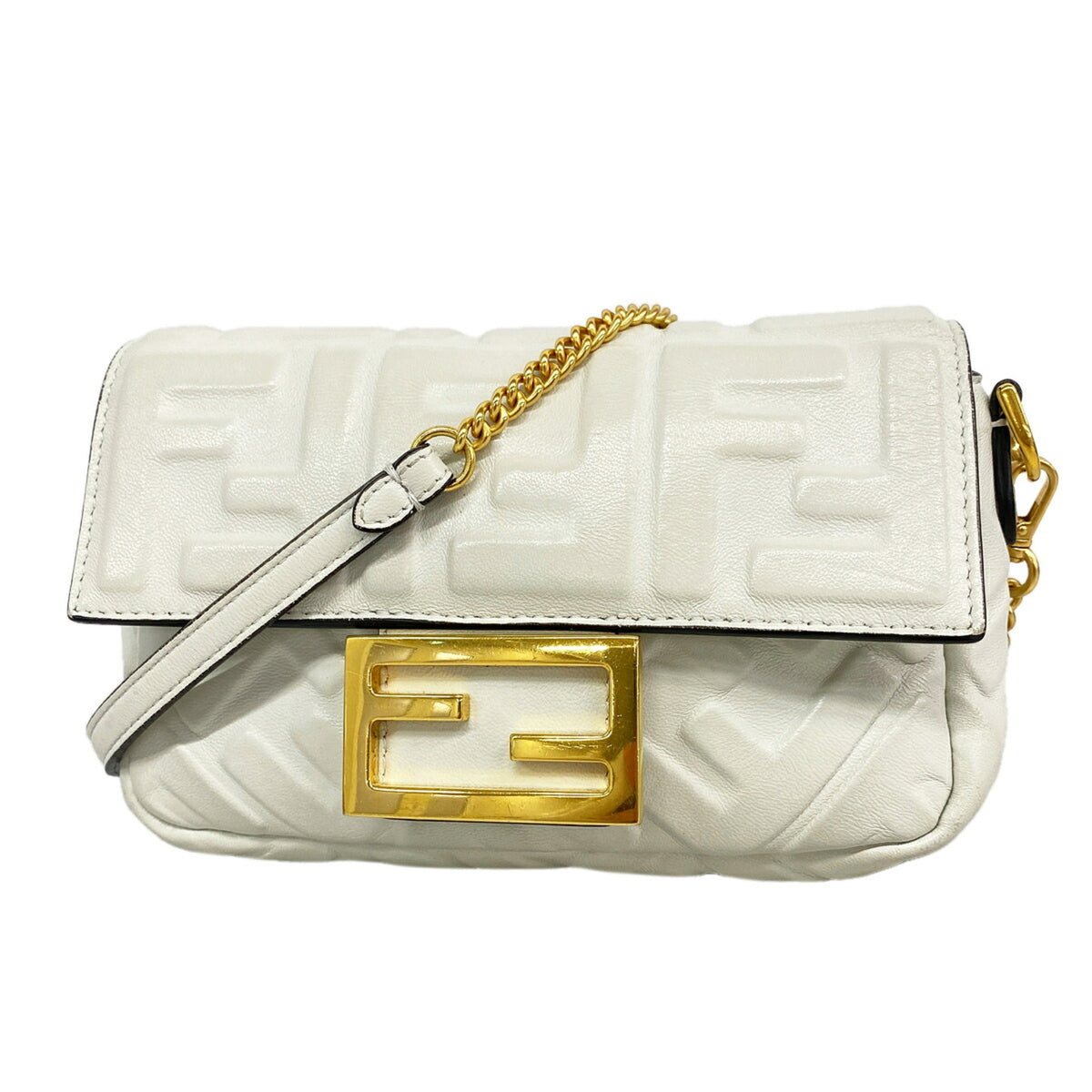 Fendi White Leather Shoulder Bag (Pre-Owned)