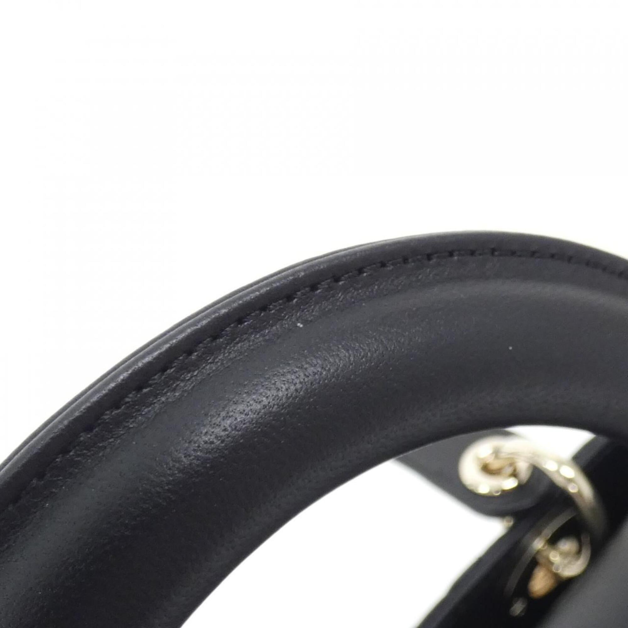 Christian Dior Lady Dior Black Leather Handbag (Pre-Owned)