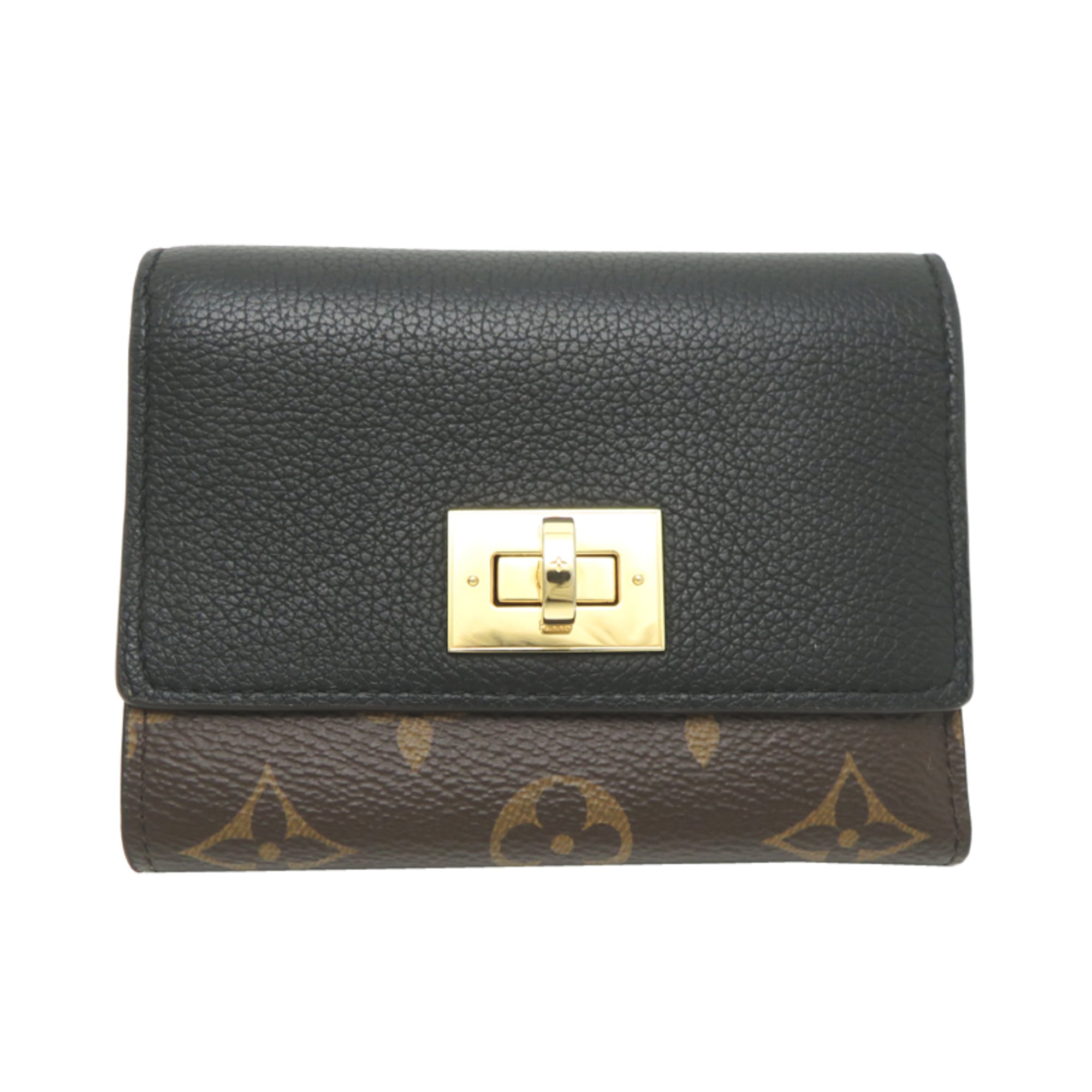 Louis Vuitton Black Brown Monogram Wallet (Tri-Fold) (Pre-Owned)