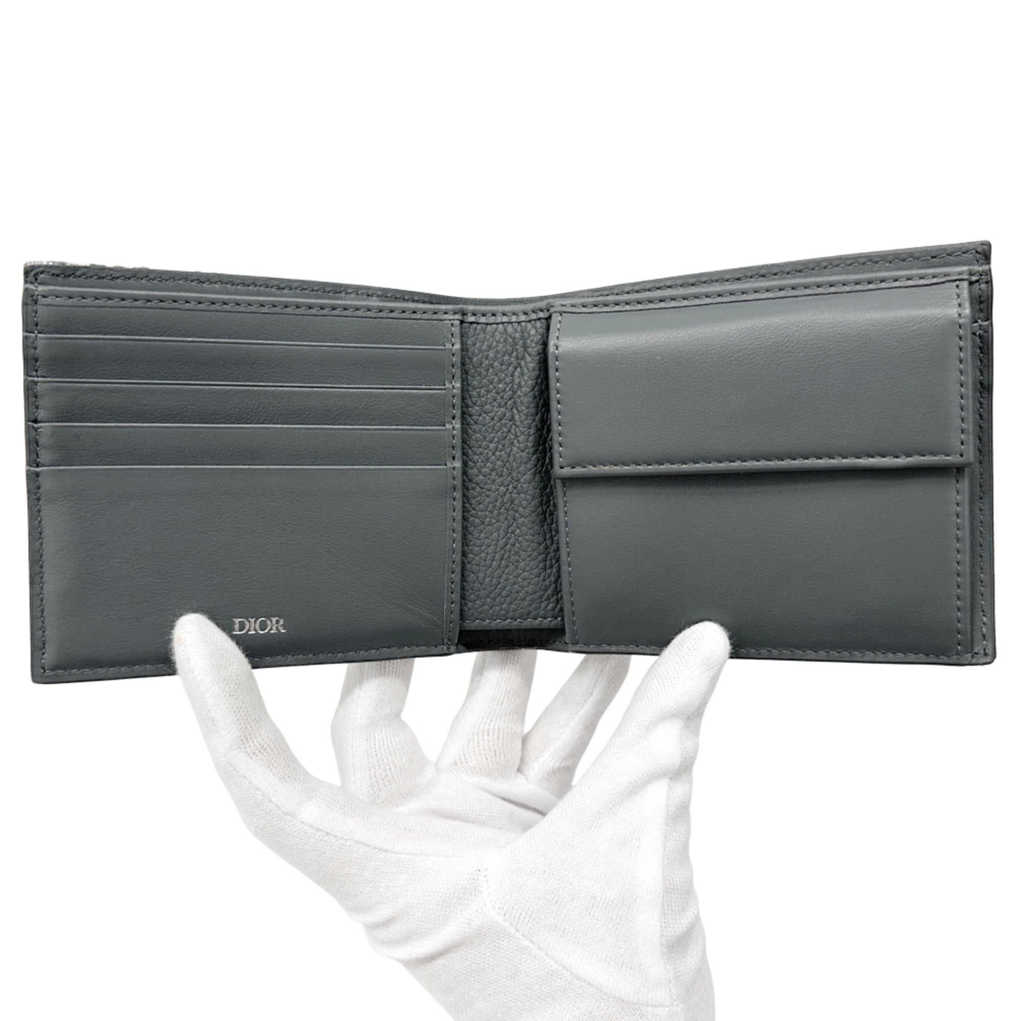 Christian Dior Gray Leather Wallet (Bi-Fold) (Pre-Owned)
