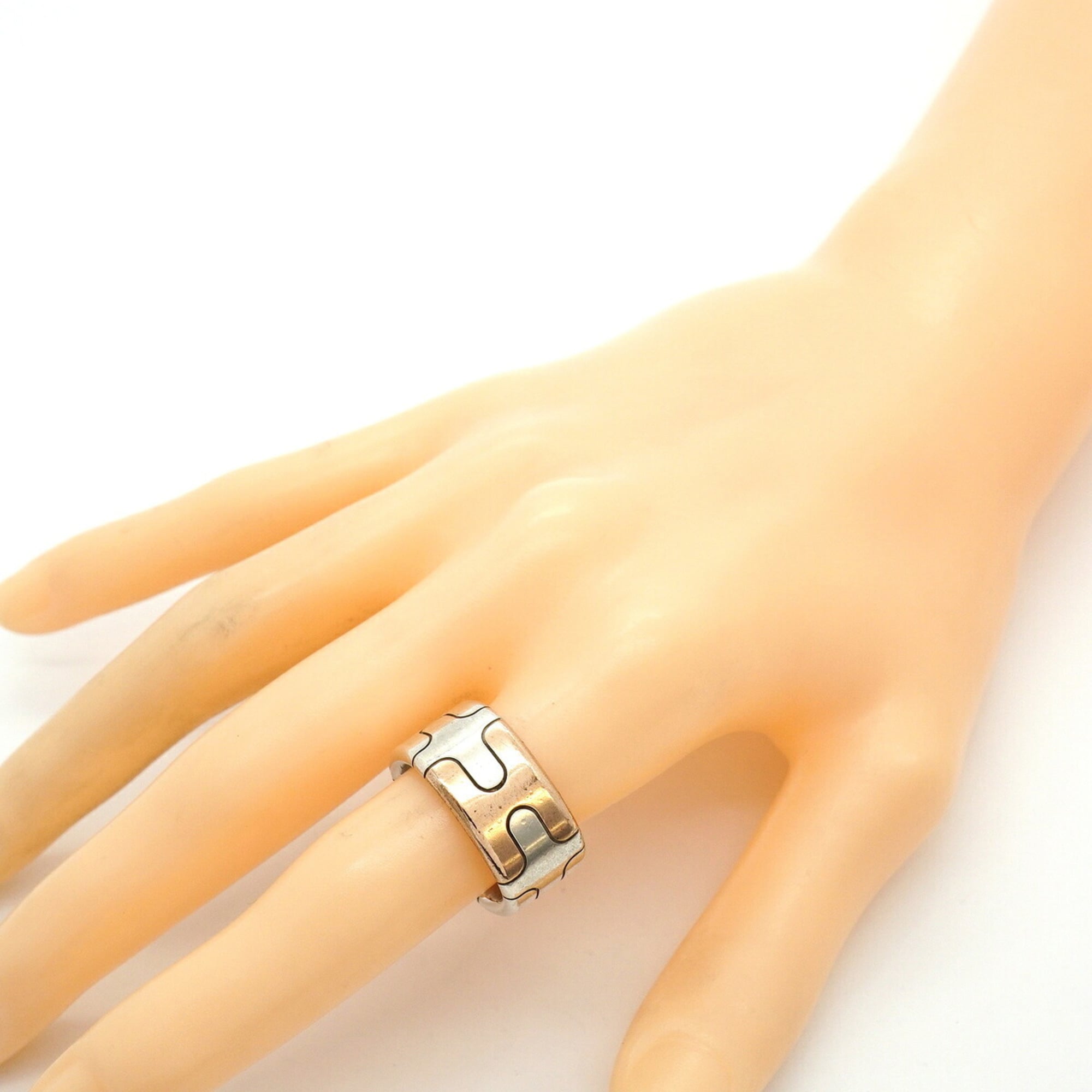 Hermes Bronze Silver 925 Band Ring (Pre-Owned)