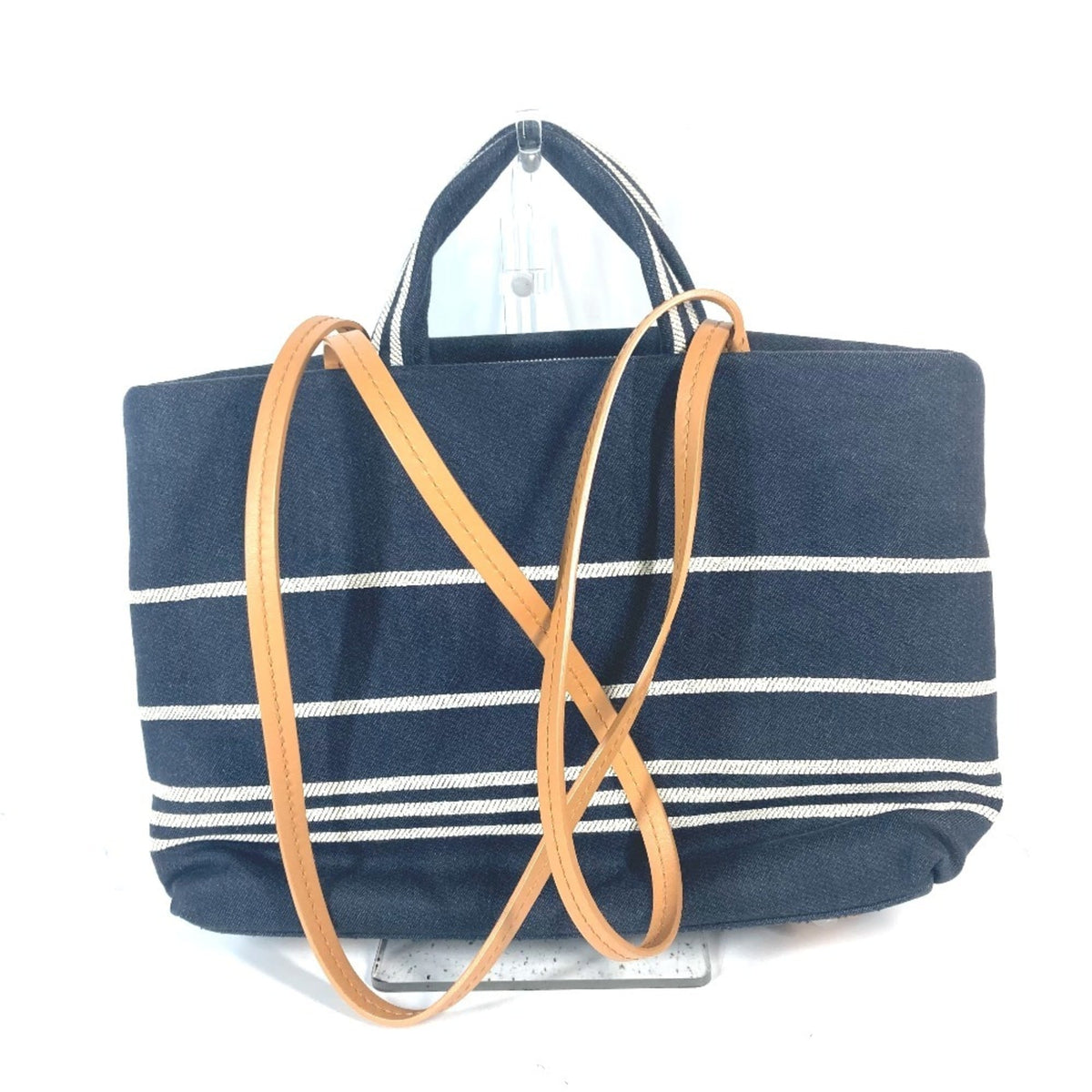 Chanel Blue White Denim Leather Handbag Shoulder Bag Tote Bag (Pre-Owned)