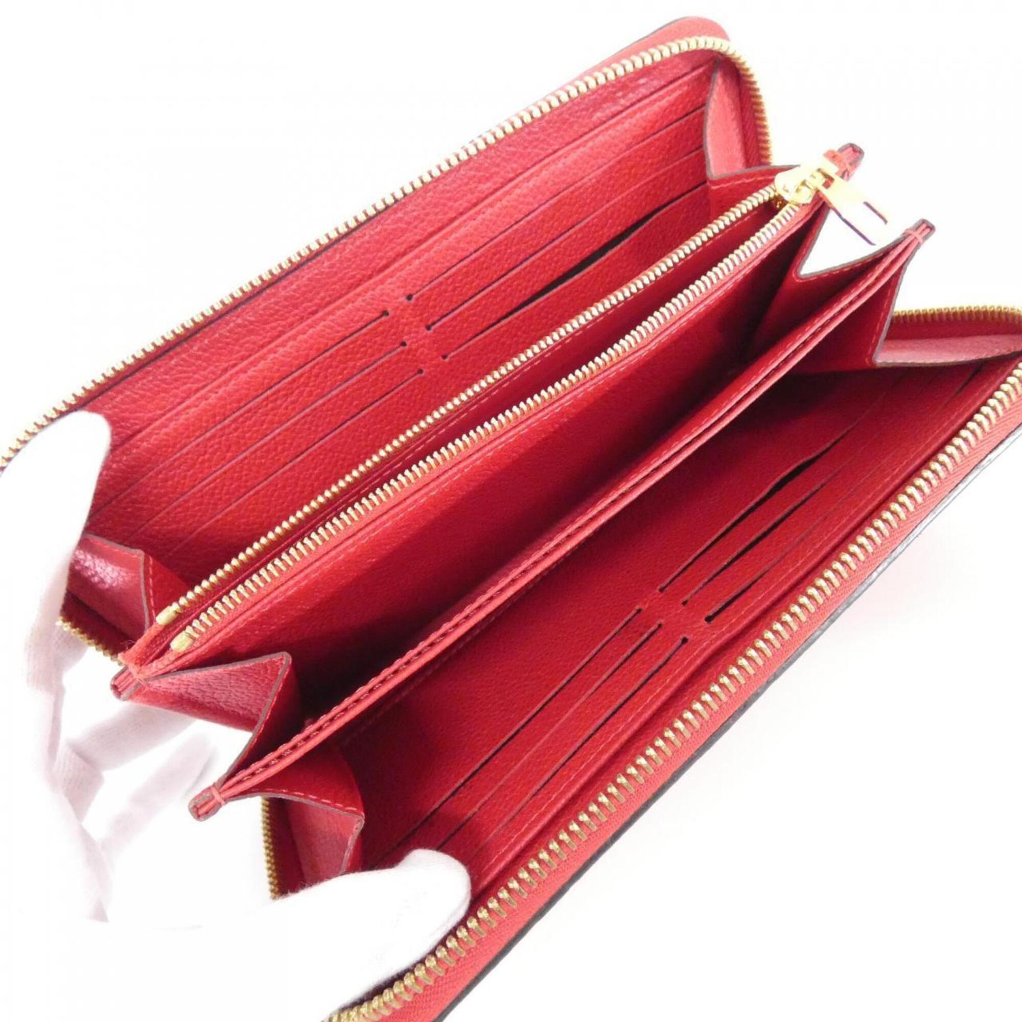 Louis Vuitton Red Color Leather Long Wallet (Bi-Fold) (Pre-Owned)
