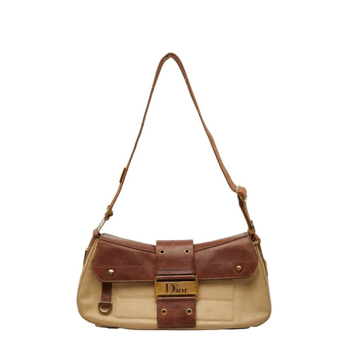 Christian Dior Beige Brown Pvc Leather Shoulder Bag (Pre-Owned)