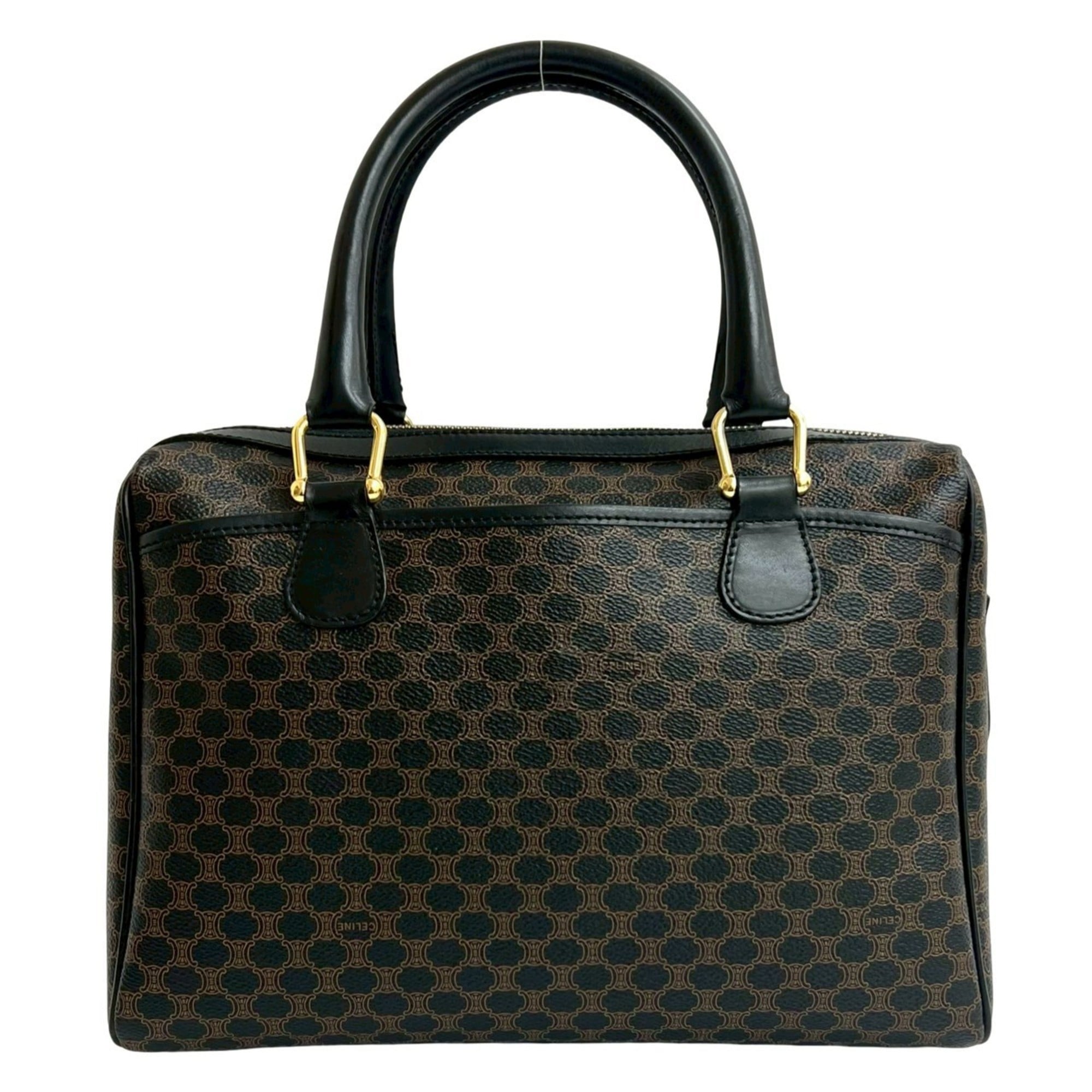 Celine Black Brown Leather Pvc Boston Bag Handbag (Pre-Owned)