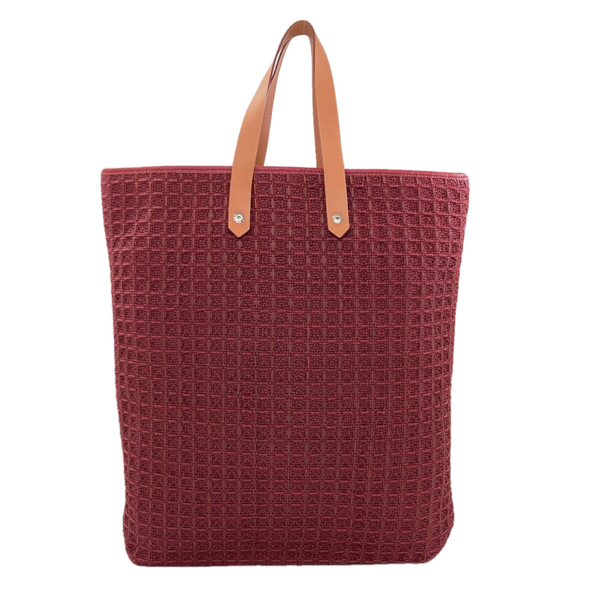 Hermes Bordeaux Canvas Handbag (Pre-Owned)