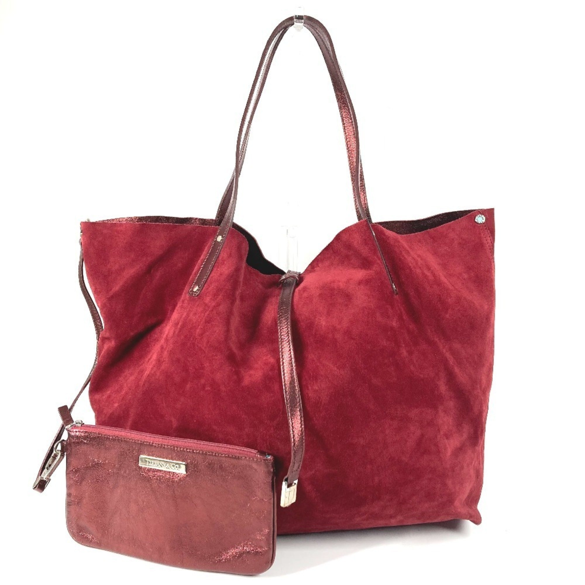 Tiffany Red Color Suede Leather Shoulder Bag Tote Bag (Pre-Owned)