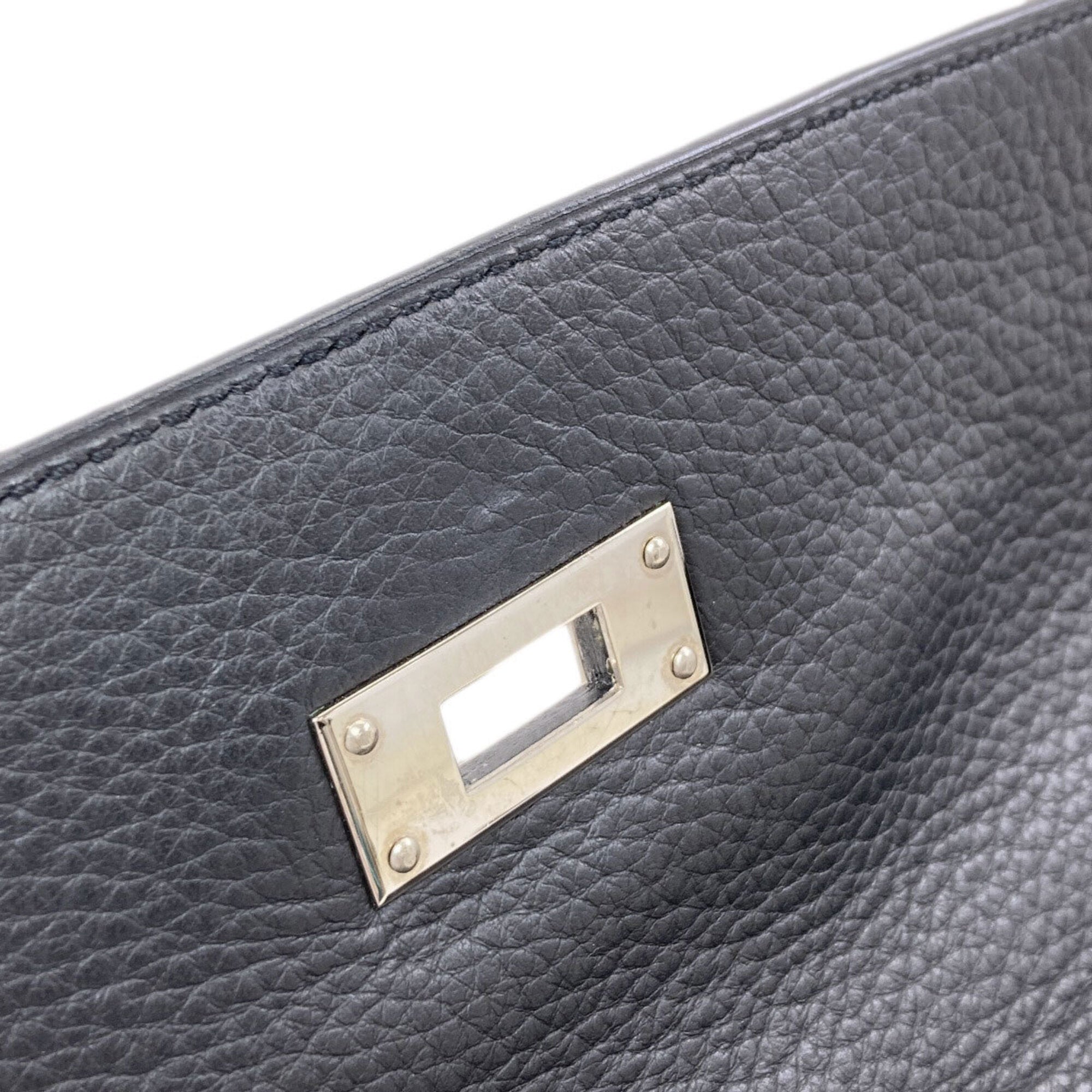 Hermes Kelly Black Taurillon Clemence Leather Handbag (Pre-Owned)