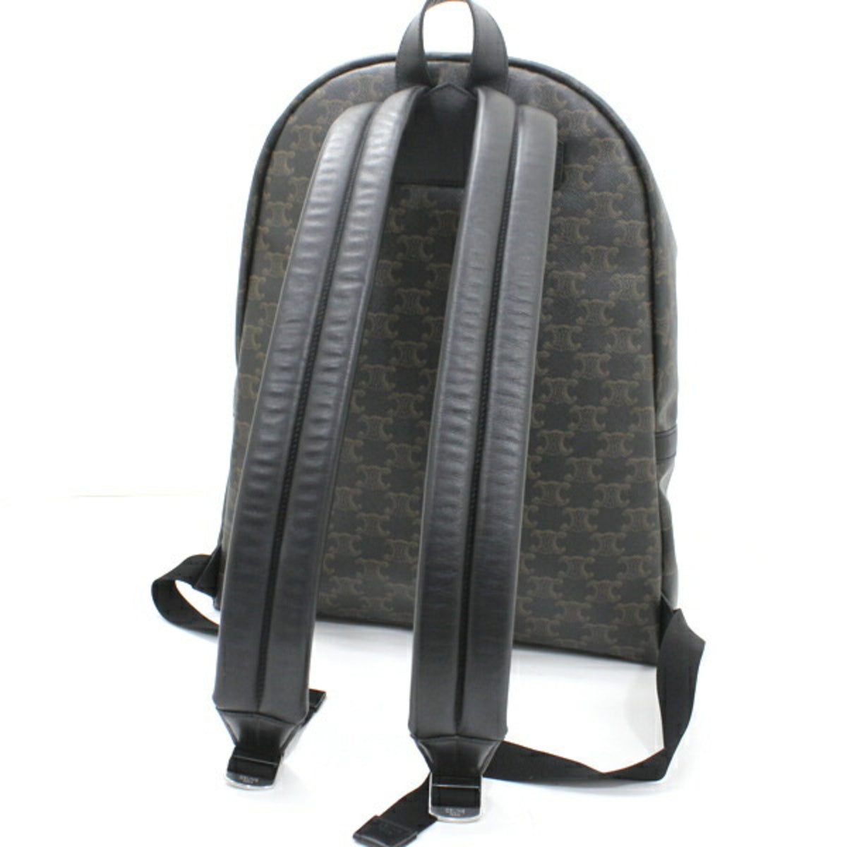 Celine Black Brown Canvas Leather Backpack (Pre-Owned)