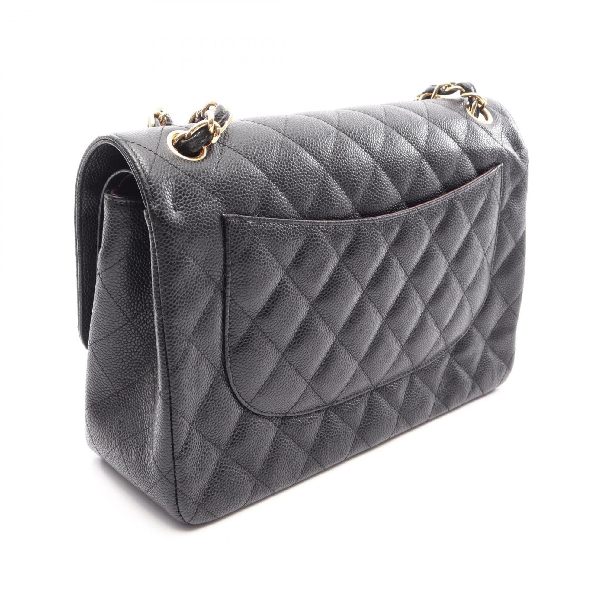 Chanel Black Grained Calfskin Handbag Shoulder Bag (Pre-Owned)