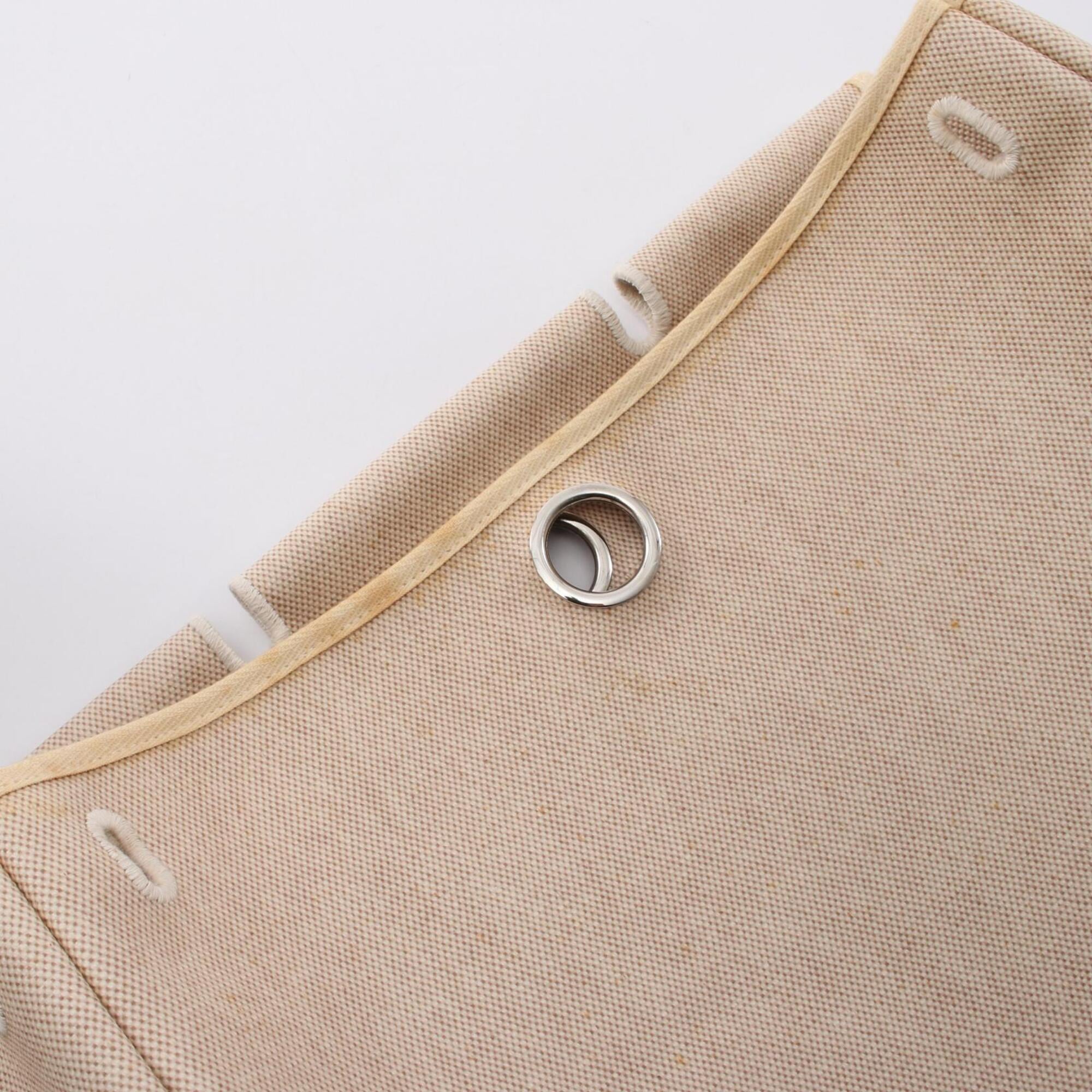 Hermes Beige Brown Canvas Toile H Vache Leather Handbag (Pre-Owned)