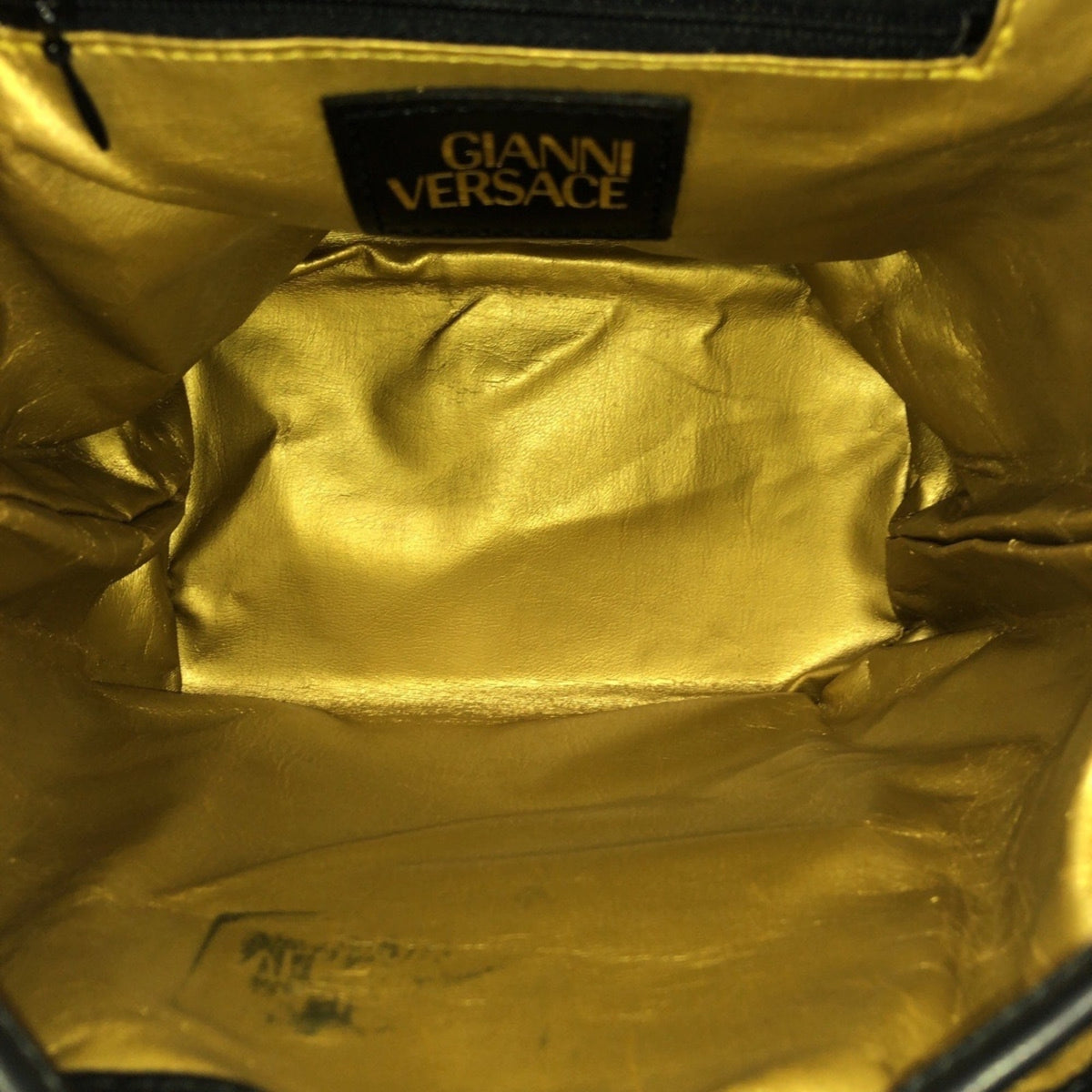 Versace Black Yellow Pvc Leather Backpack (Pre-Owned)