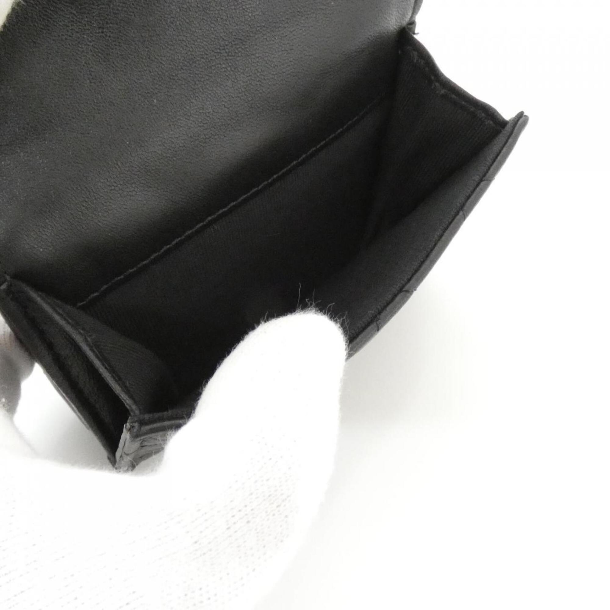 Chanel Black Bordeaux Leather Wallet (Tri-Fold) (Pre-Owned)