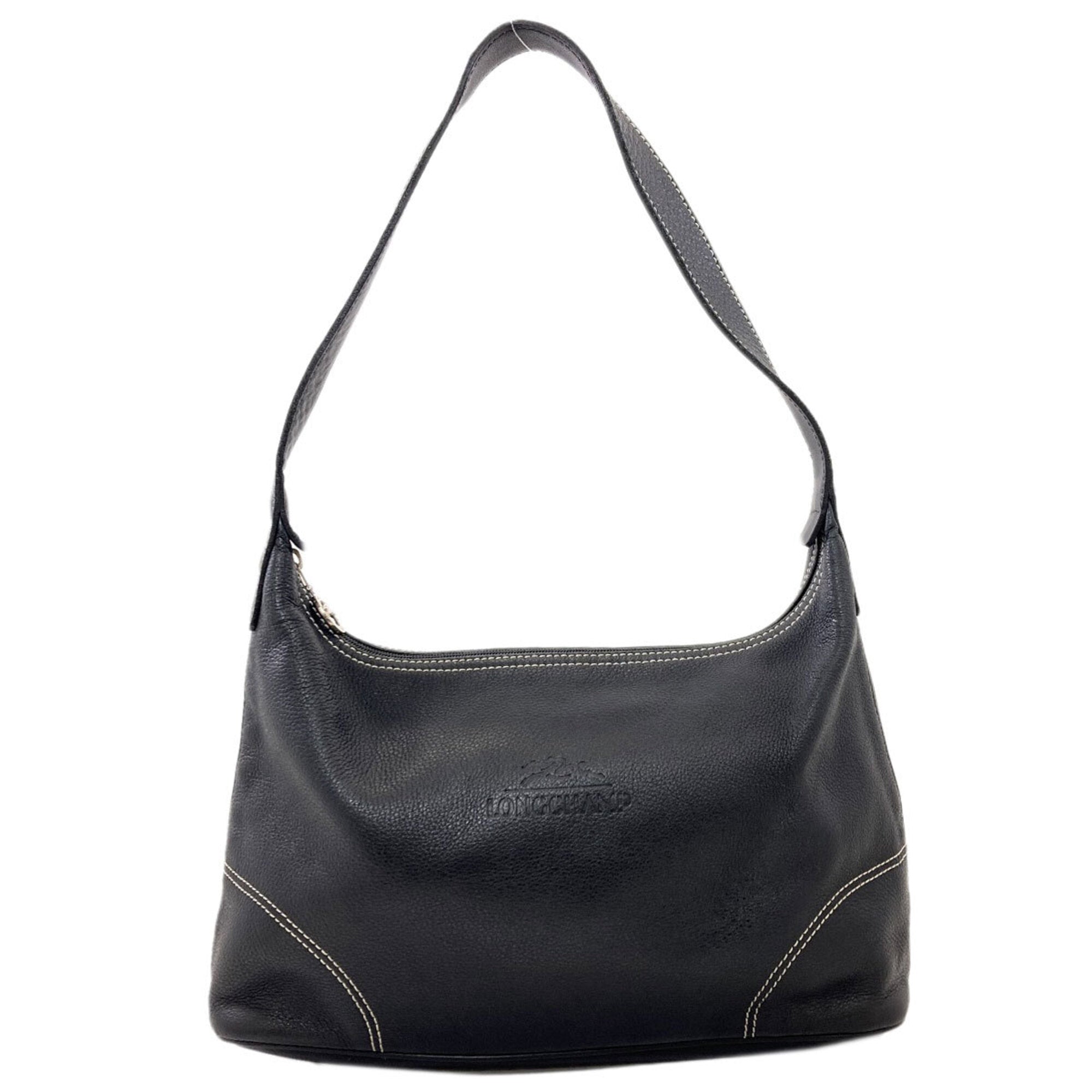 Longchamp Black Leather Shoulder Bag (Pre-Owned)