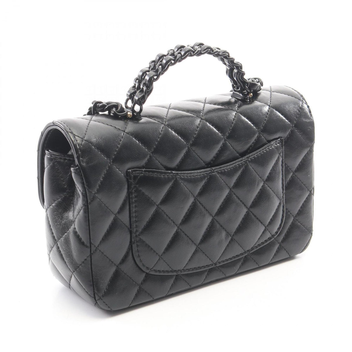Chanel Black Leather Handbag Shoulder Bag (Pre-Owned)