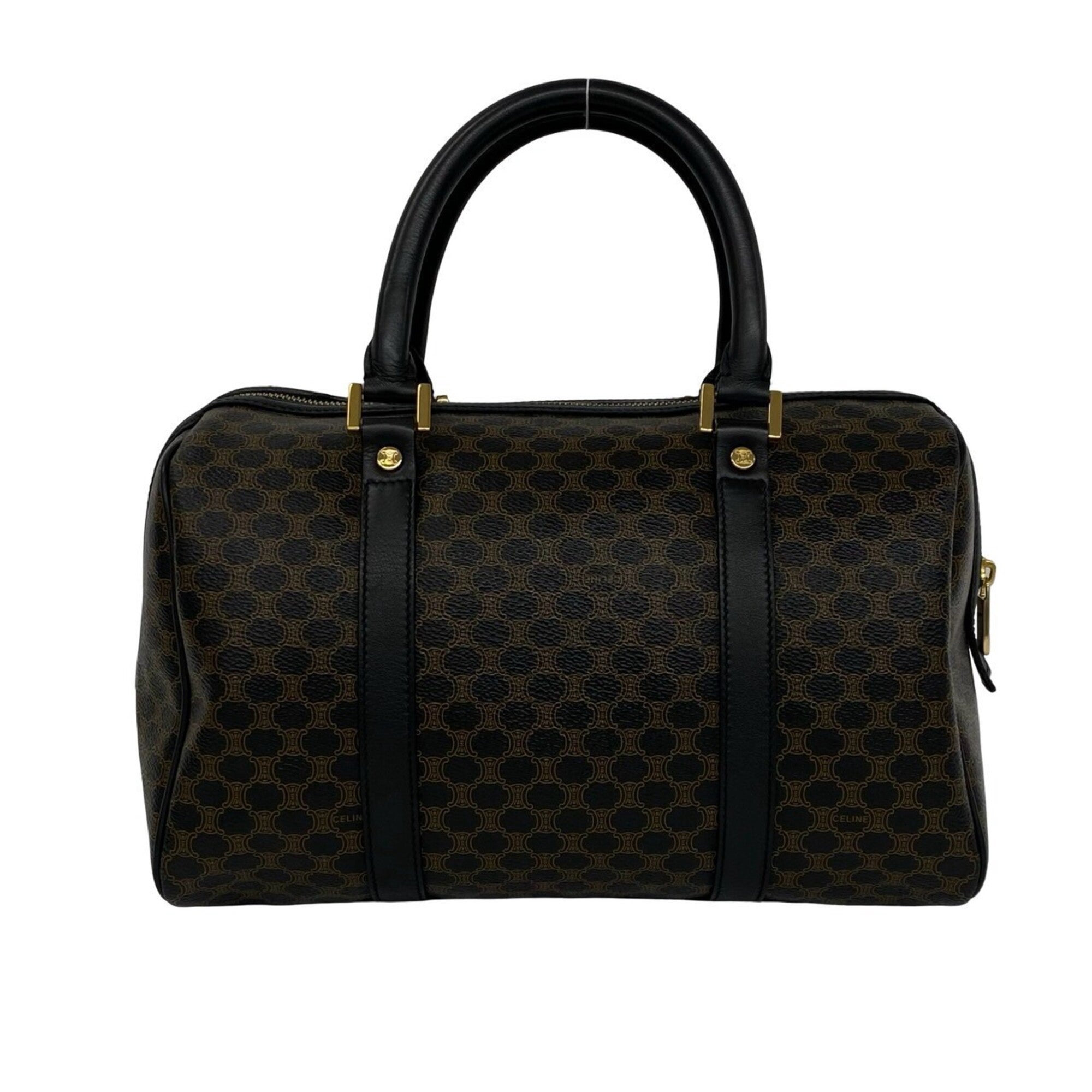 Celine Brown Leather Pvc Boston Bag Handbag (Pre-Owned)