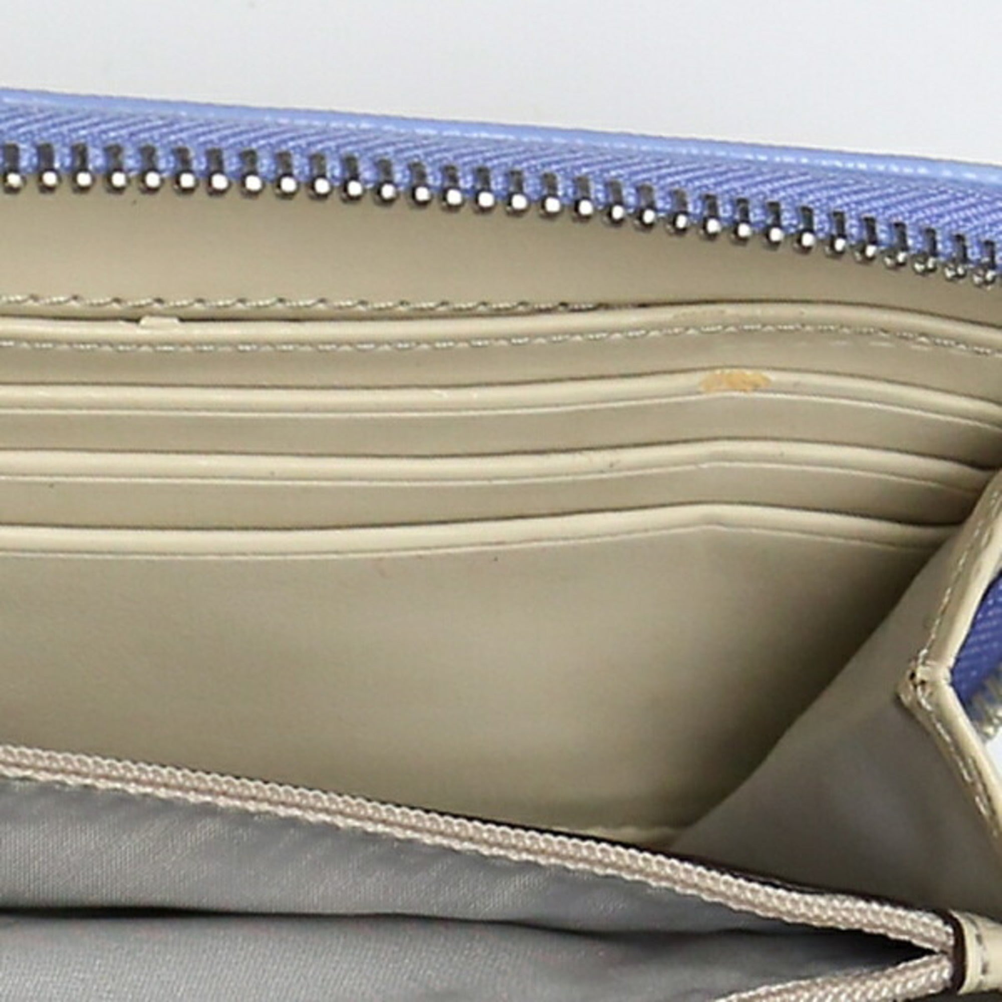 Coach Beige Light Blue Pvc Long Wallet (Bi-Fold) (Pre-Owned)