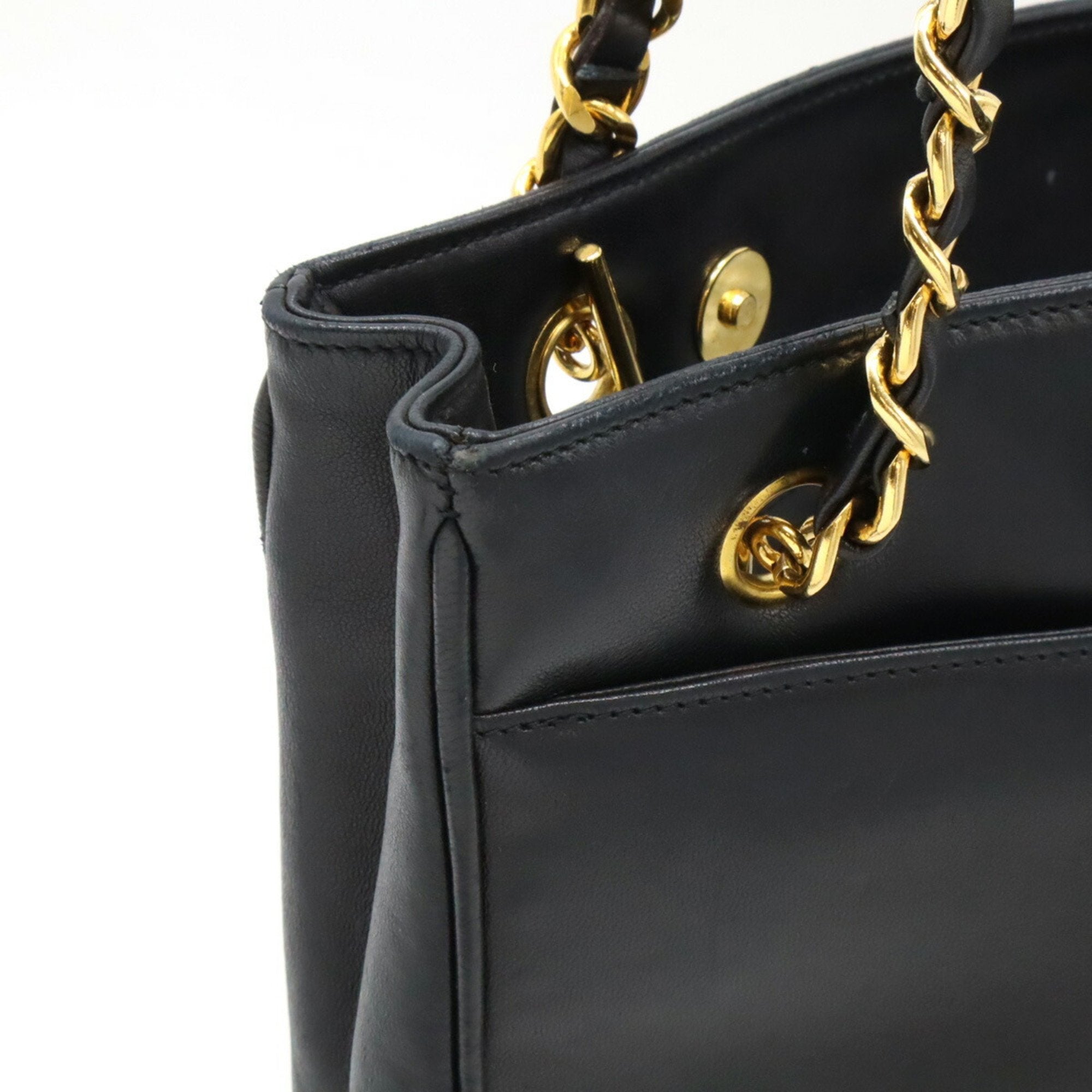 Chanel Black Leather Shoulder Bag Tote Bag (Pre-Owned)