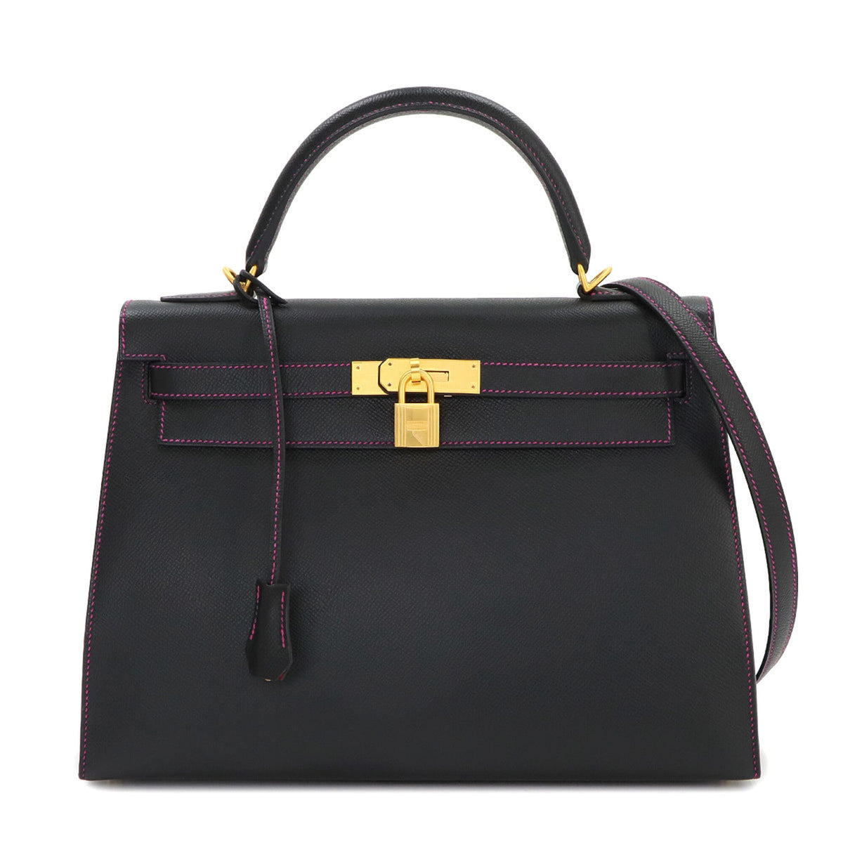 Hermes Black Pink Epsom Leather Handbag (Pre-Owned)