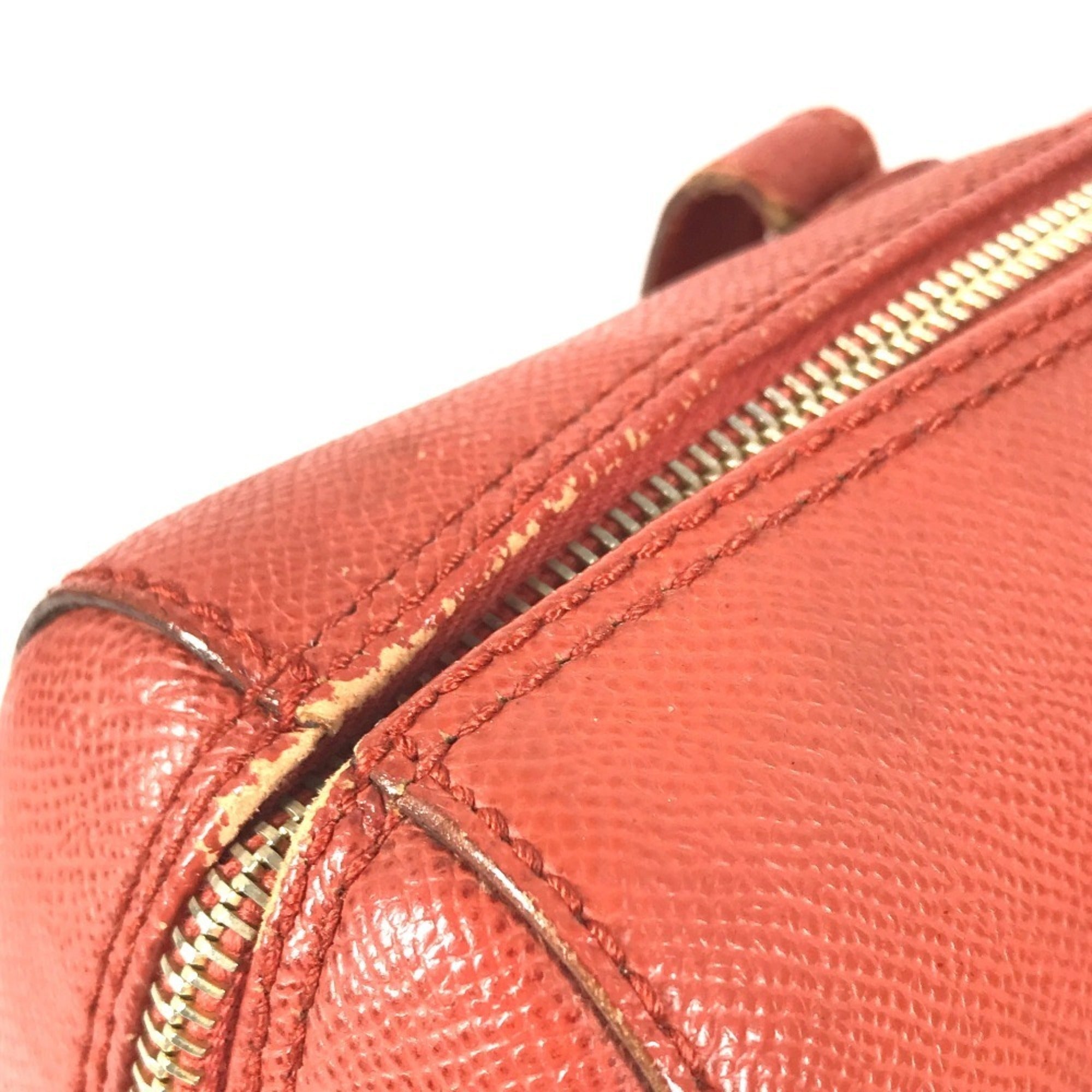 Chanel Orange Leather Boston Bag Shoulder Bag Tote Bag (Pre-Owned)
