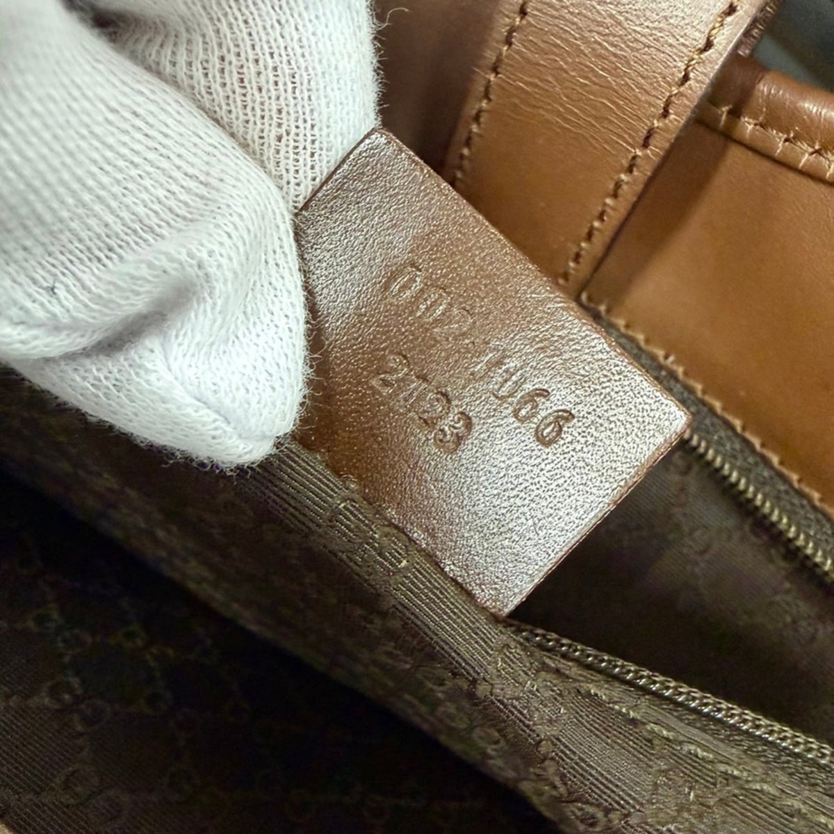 Gucci Beige Brown Yellow Canvas Leather Handbag (Pre-Owned)