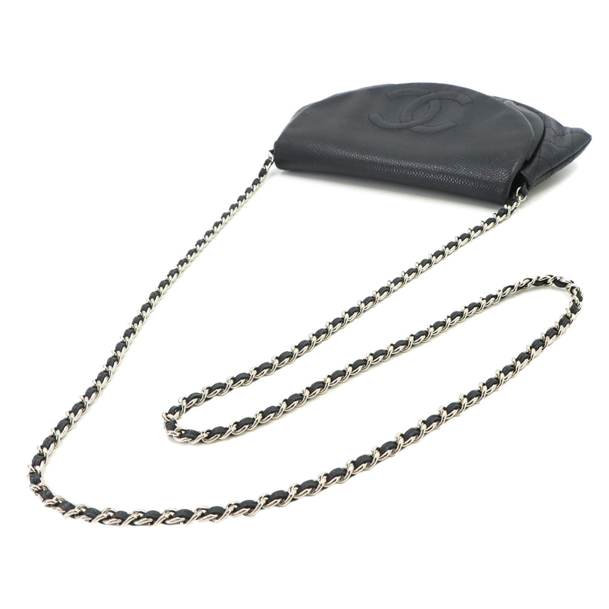 Chanel Black Grained Calfskin Chain/Shoulder Wallet (Pre-Owned)