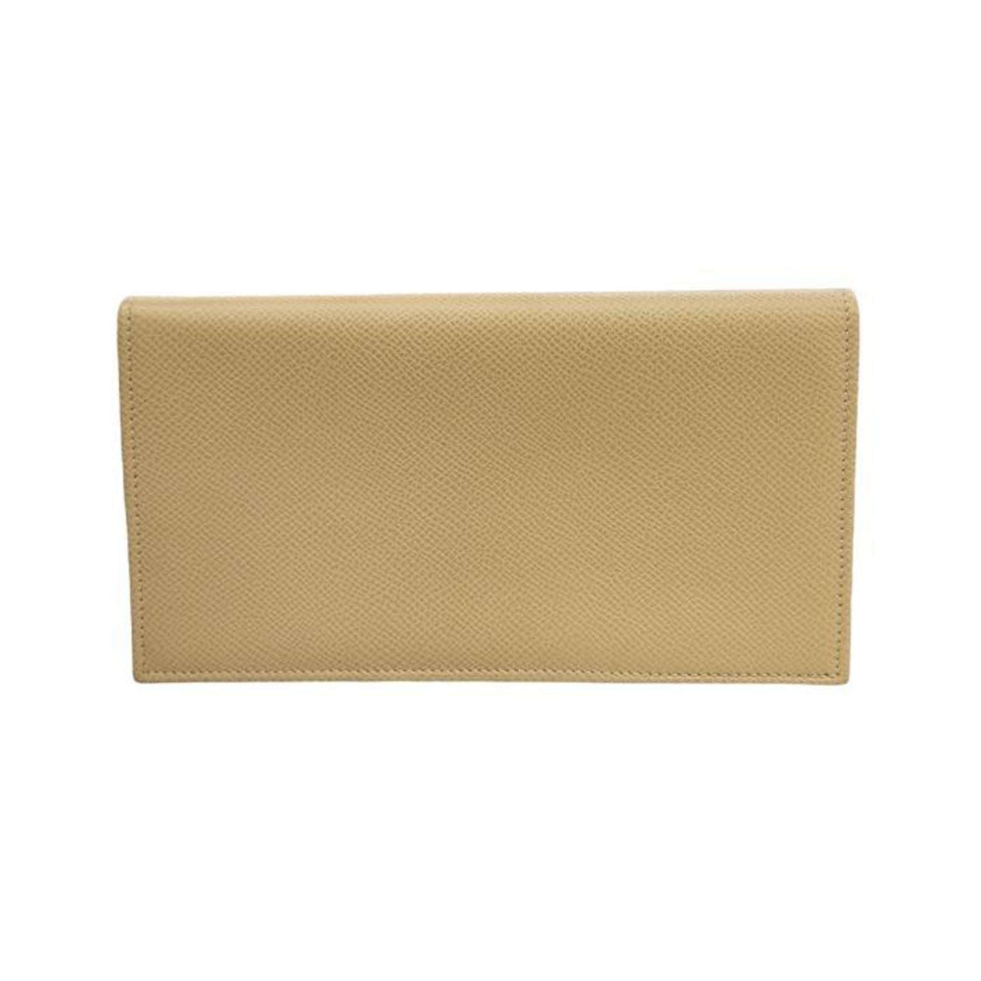Bvlgari Beige Leather Long Wallet (Bi-Fold) (Pre-Owned)