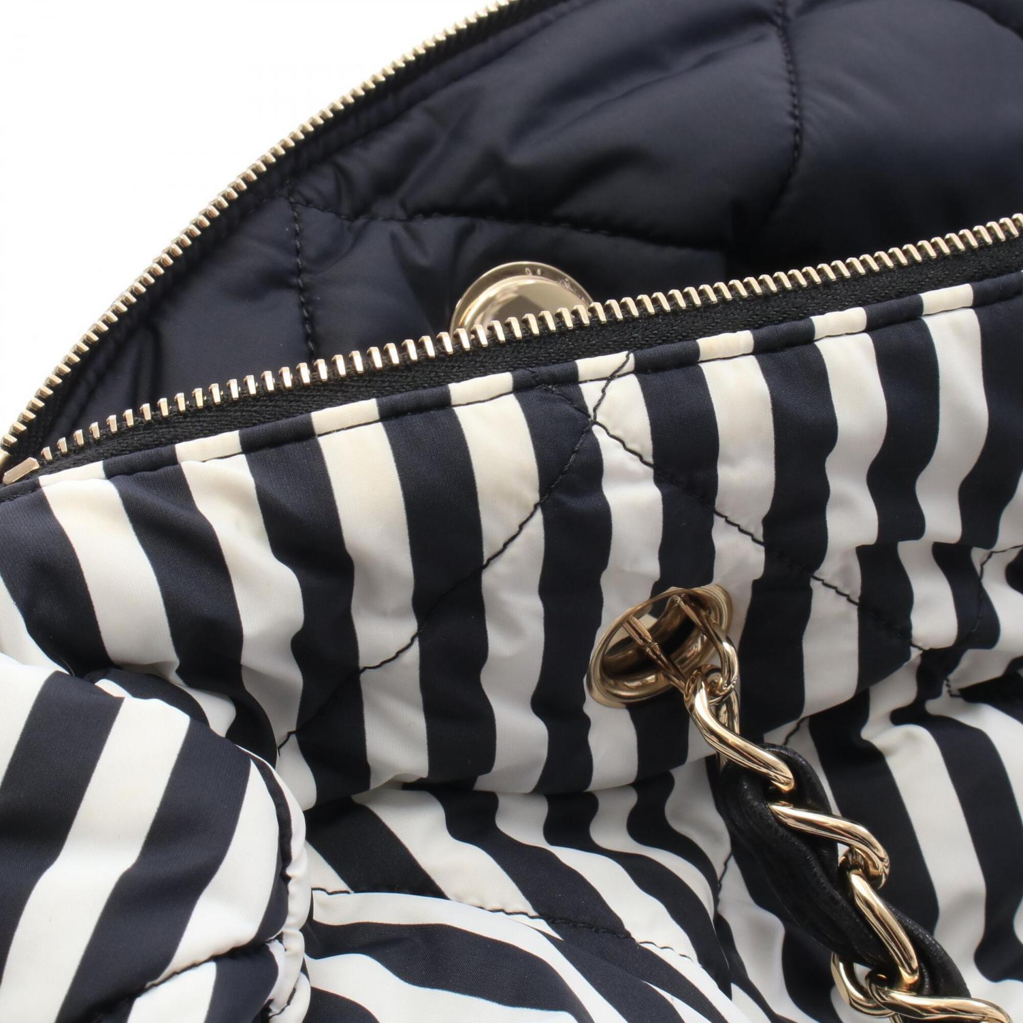 Chanel Black White Nylon Leather Handbag (Pre-Owned)