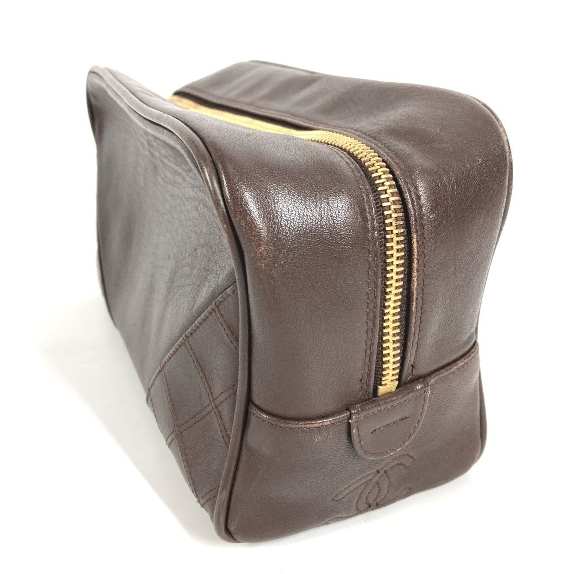 Chanel Brown Leather Clutch Bag Handbag Pouch (Pre-Owned)